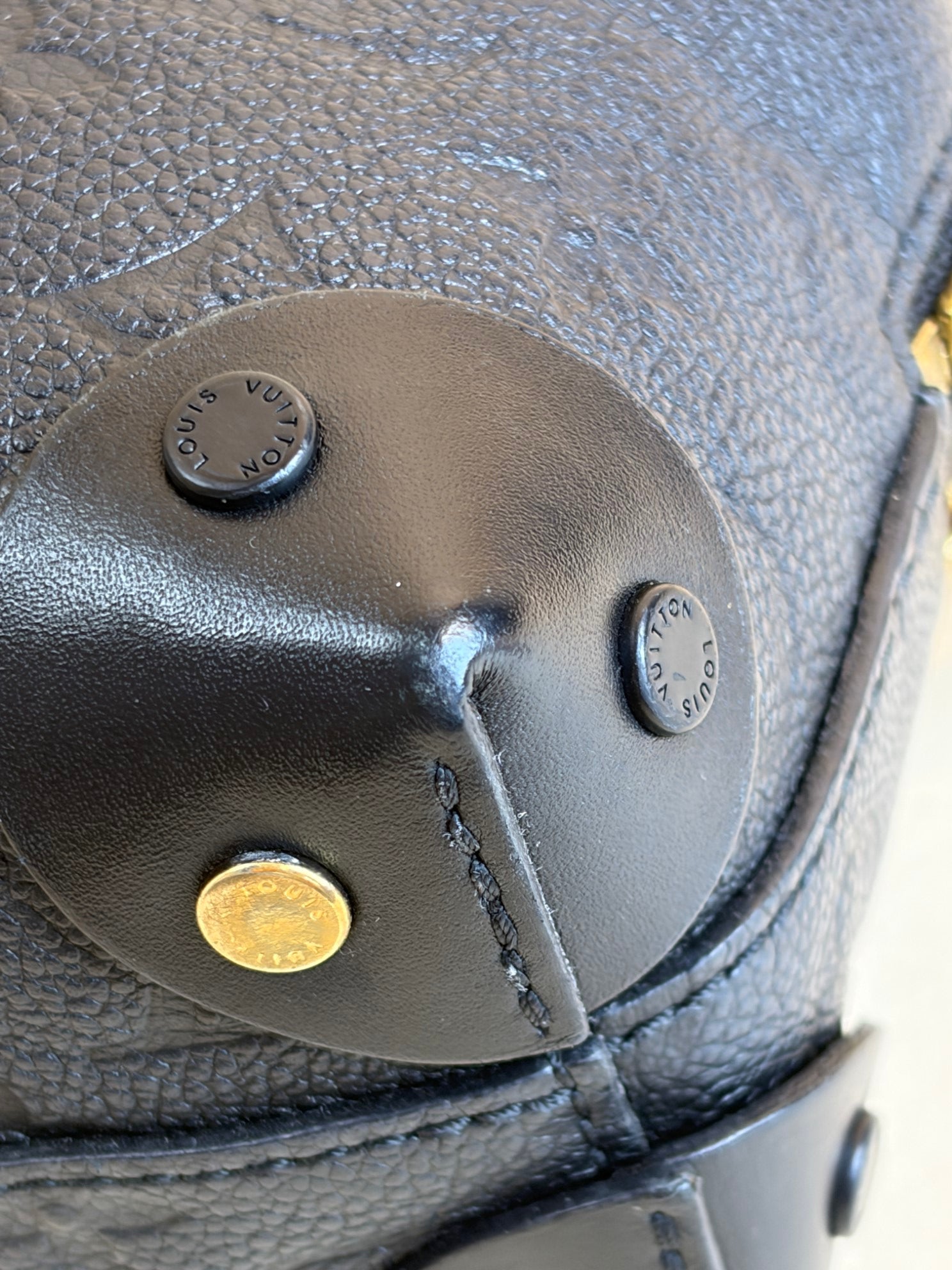 Louis Vuitton Black Monogram Petite Malle Souple Empreinte Tote Bag