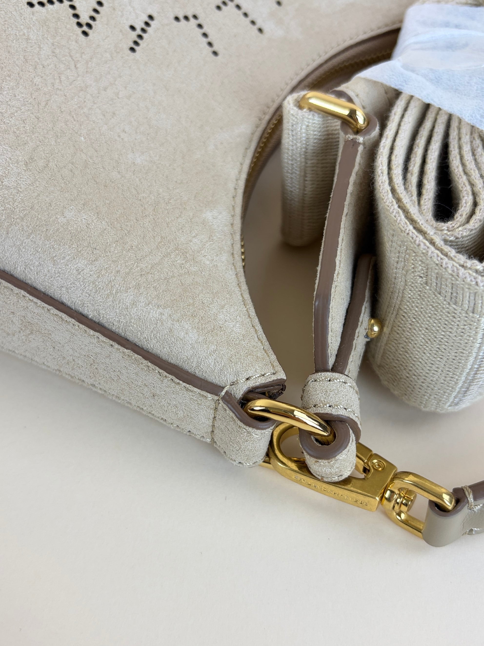 Stella McCartney neutrals suede small logo cross body