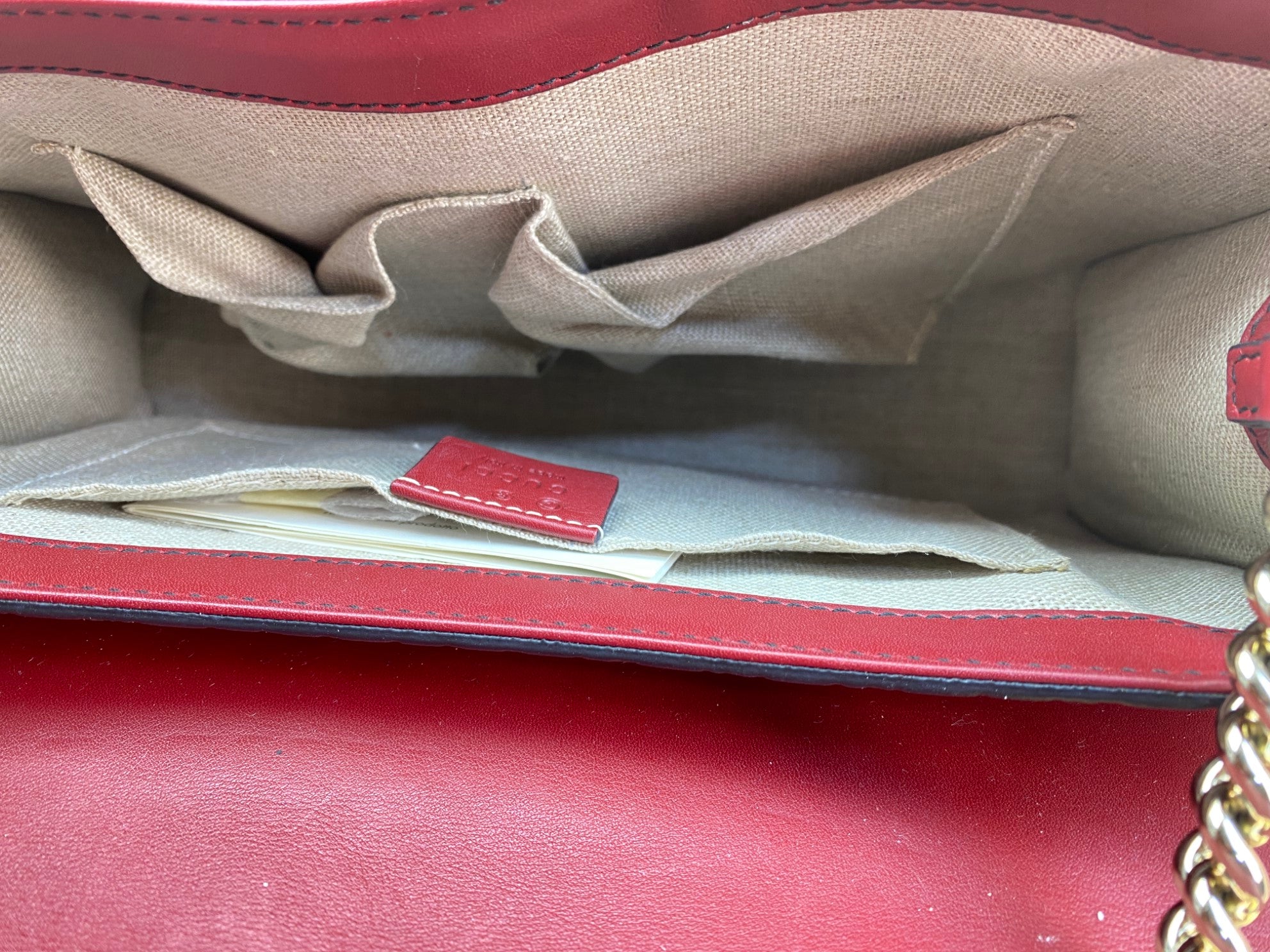 Gucci   red Guccissima Medium Emily Bag