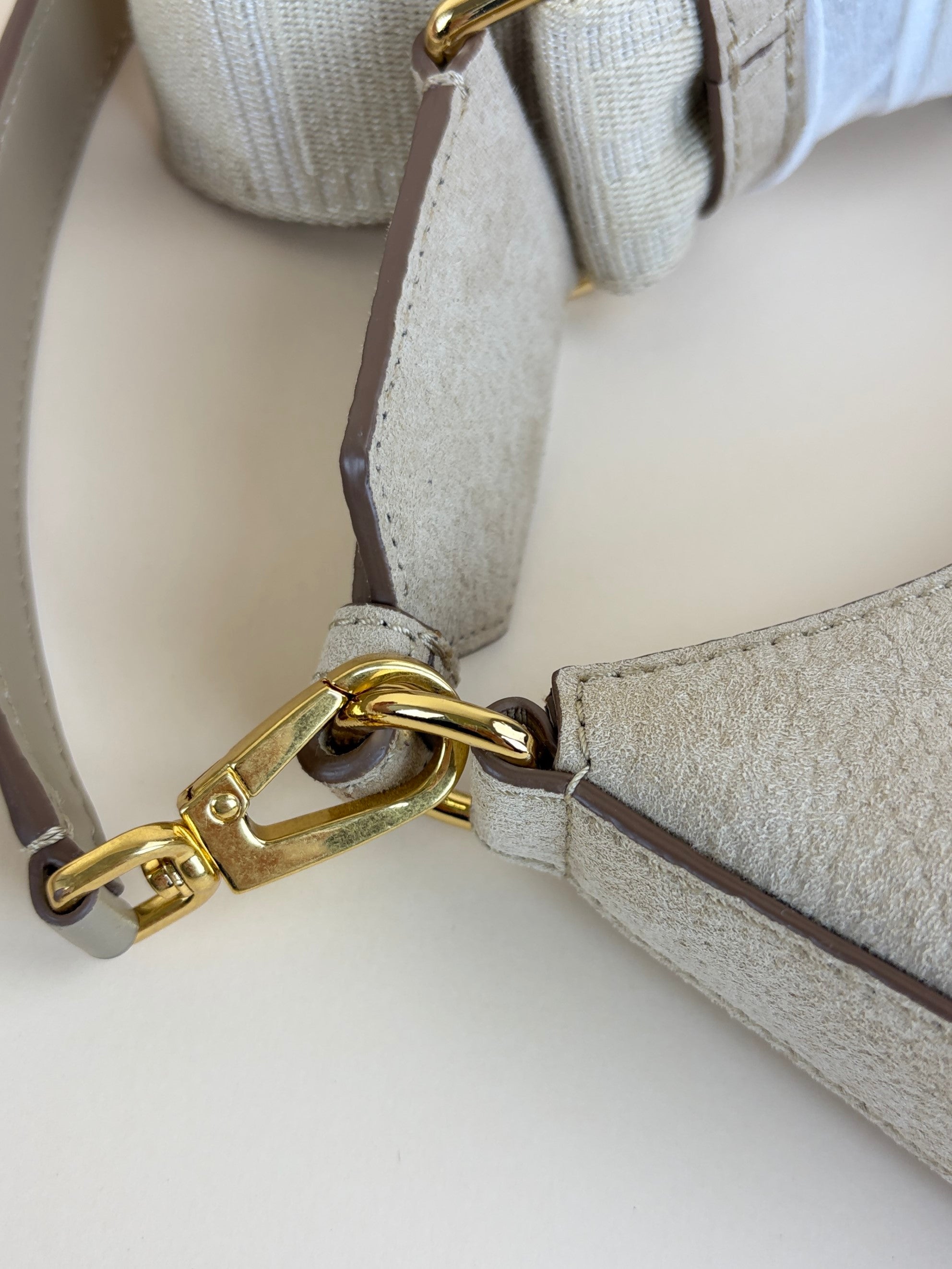Stella McCartney neutrals suede small logo cross body