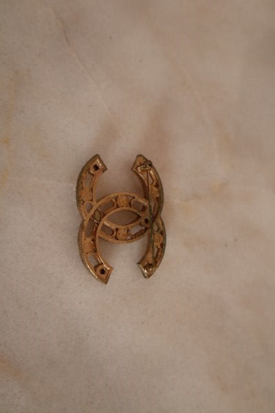 Chanel Gold CC Pearl Brooch