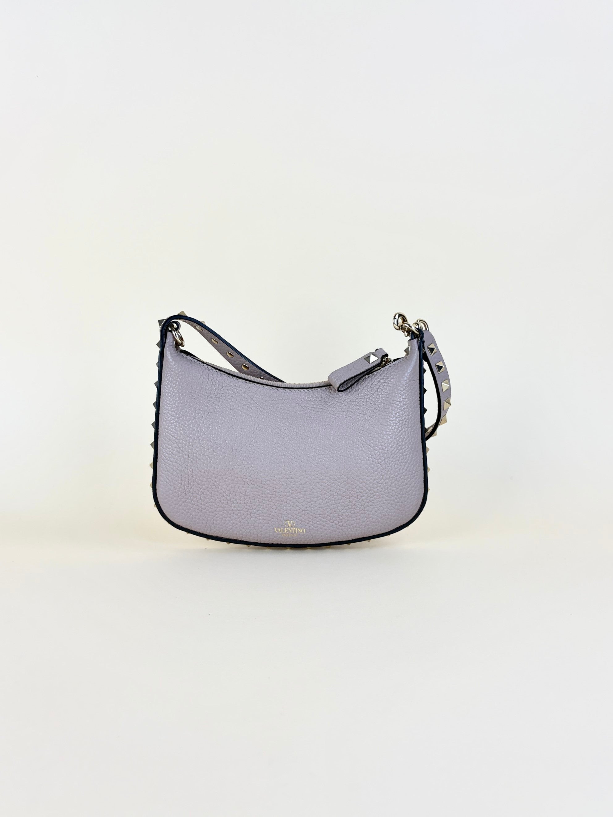 Valentino paravane nude grainy calfskin mini rock stud hobo bag