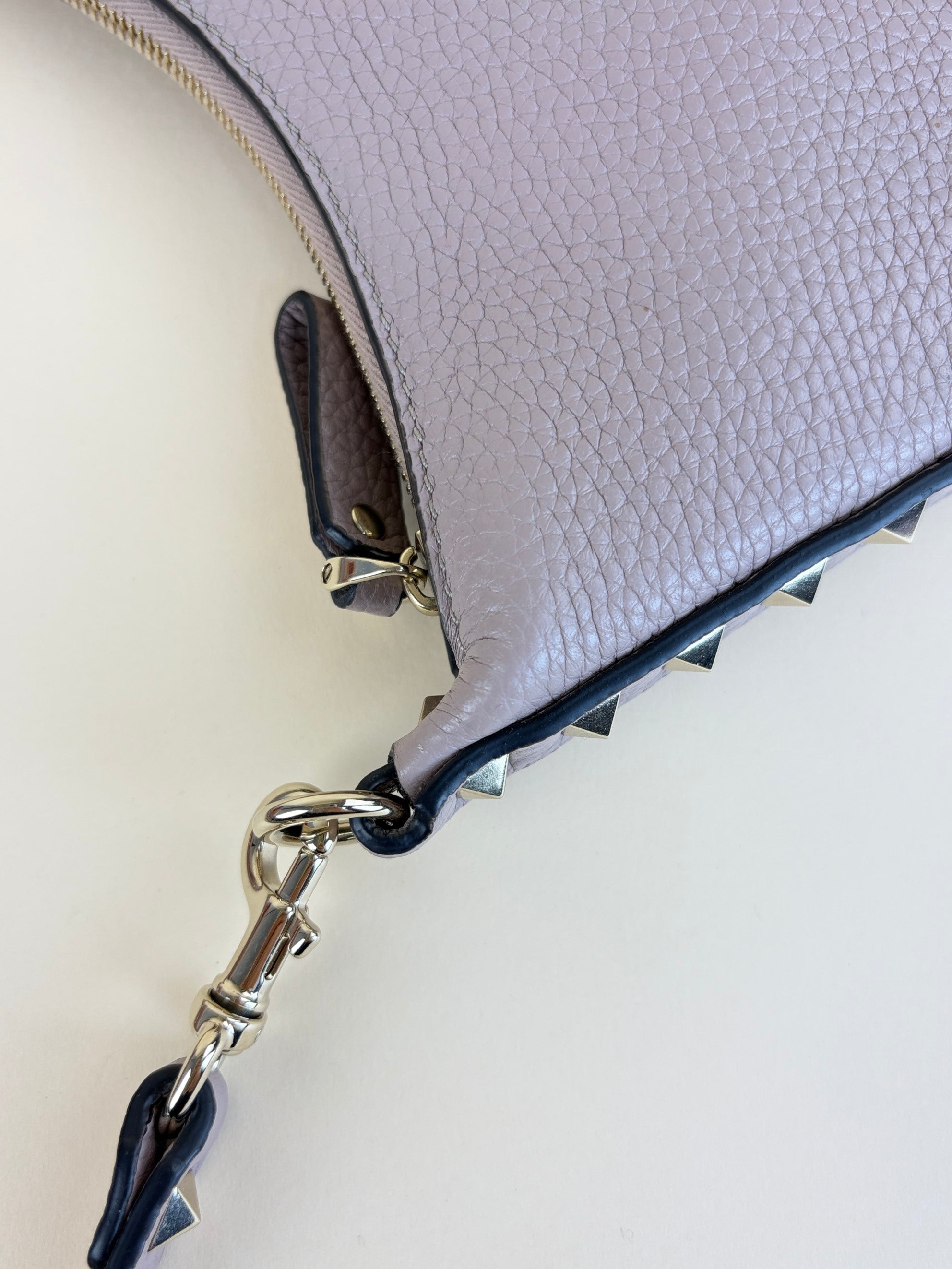 Valentino paravane nude grainy calfskin mini rock stud hobo bag