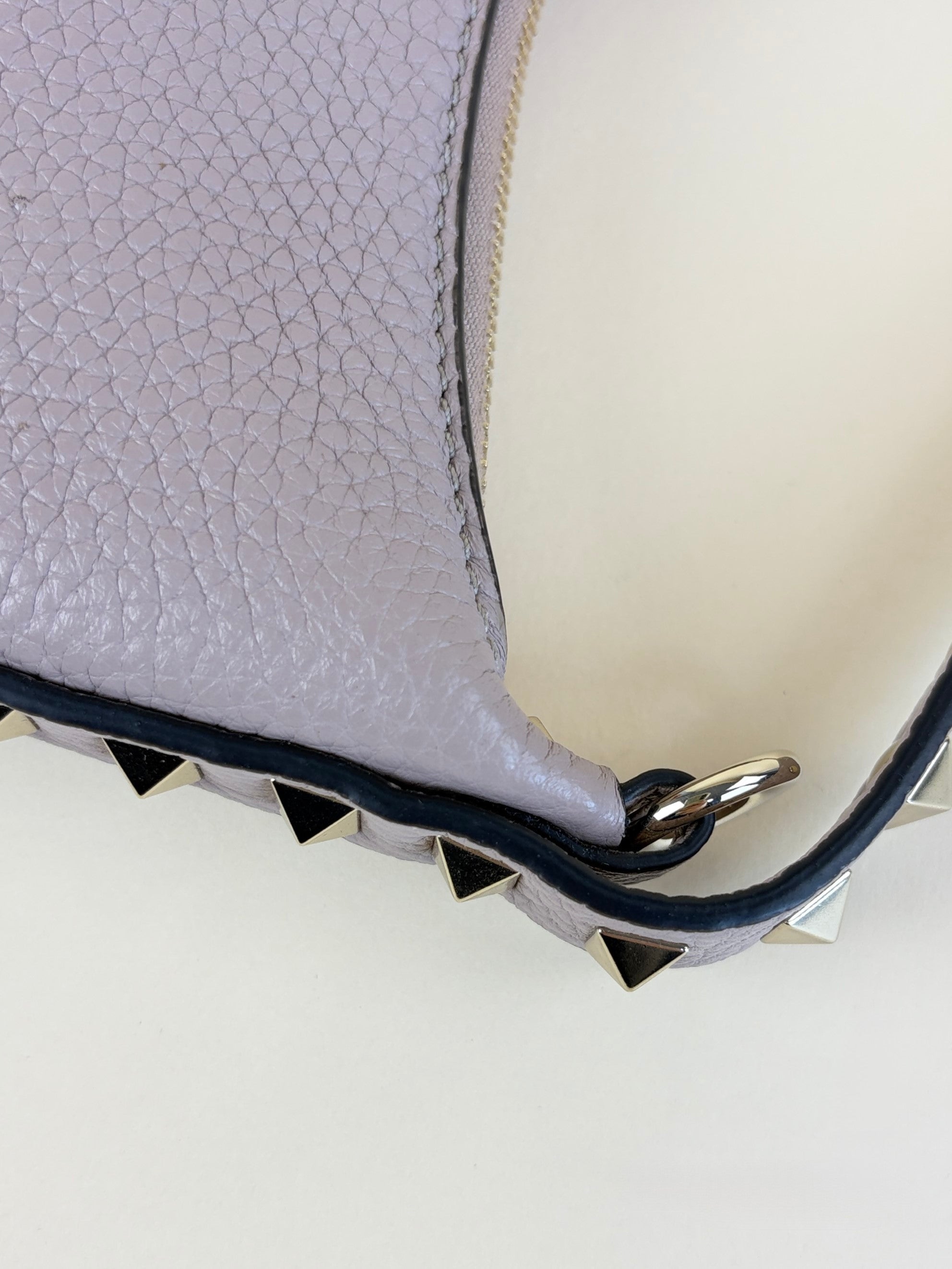 Valentino paravane nude grainy calfskin mini rock stud hobo bag