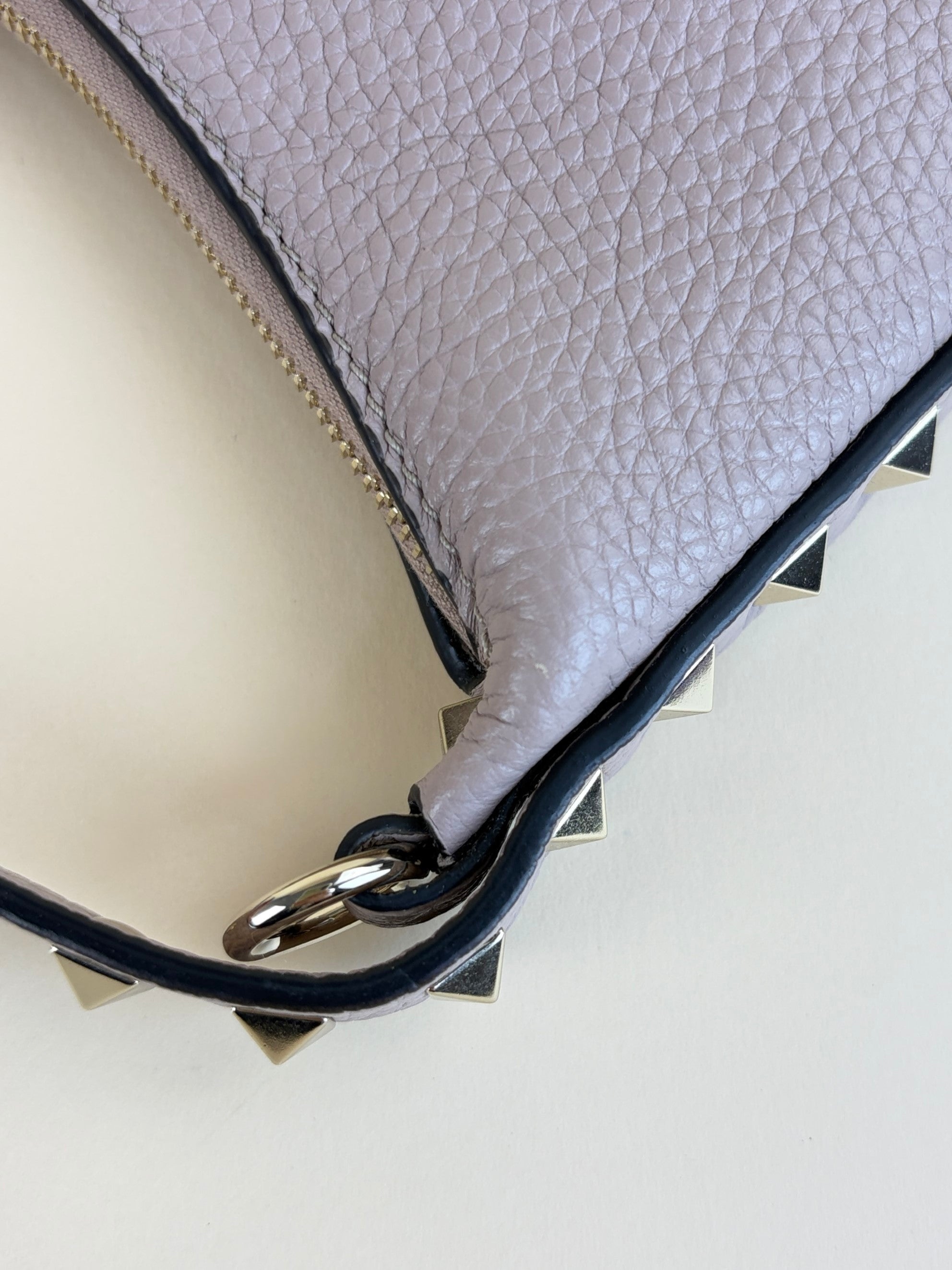 Valentino paravane nude grainy calfskin mini rock stud hobo bag