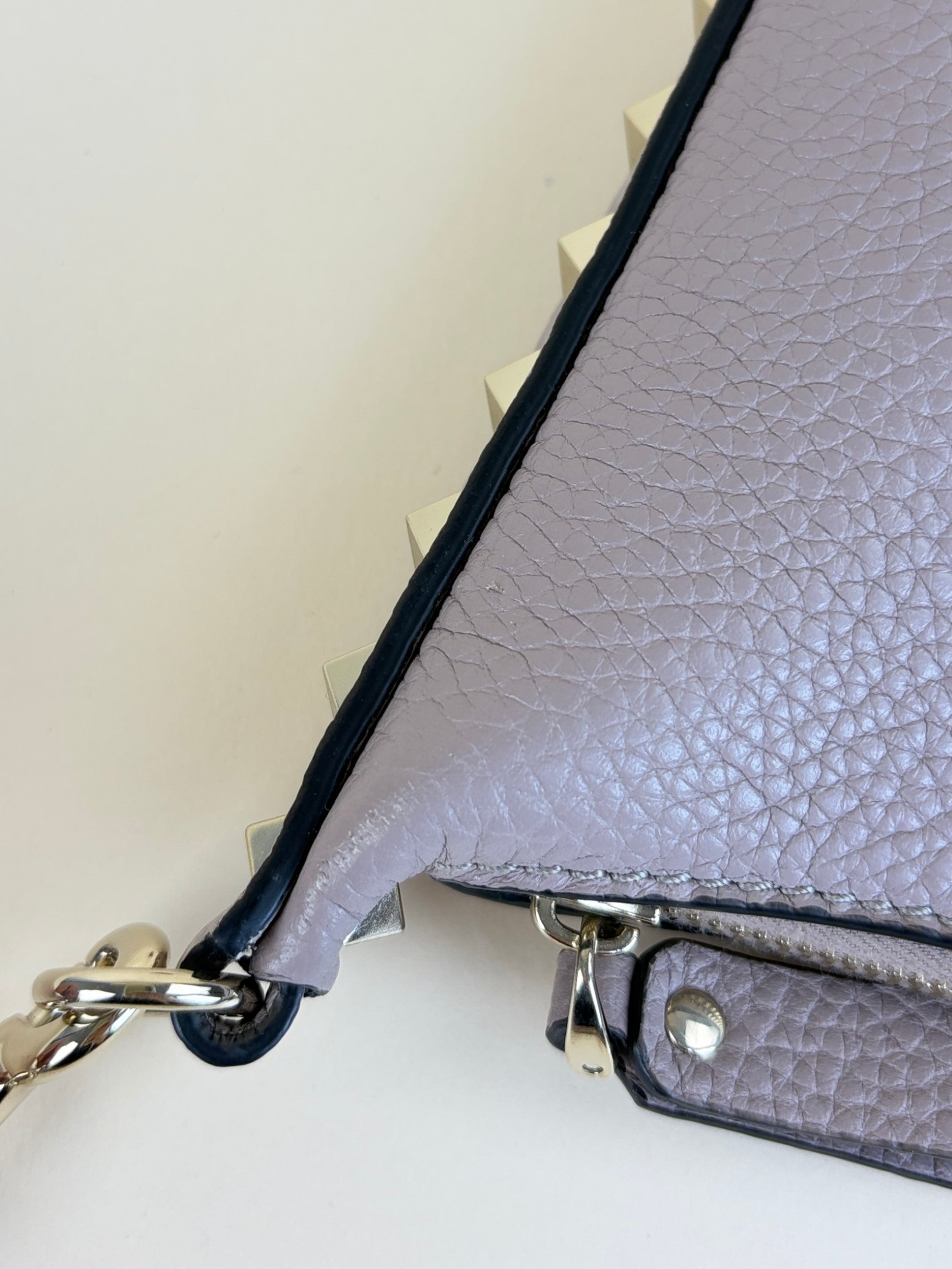 Valentino paravane nude grainy calfskin mini rock stud hobo bag