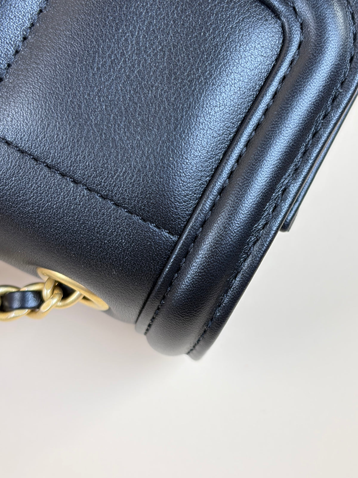 Chanel Black lambskin chocolate bar mini flap bag