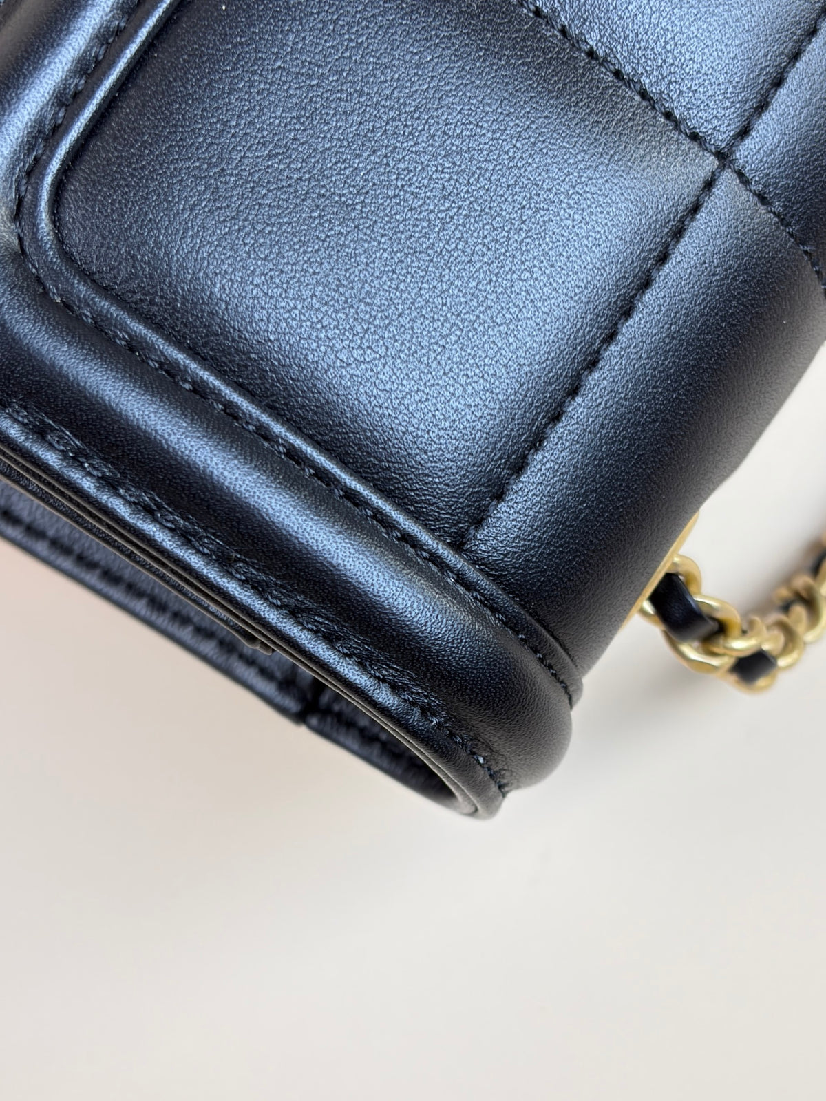 Chanel Black lambskin chocolate bar mini flap bag