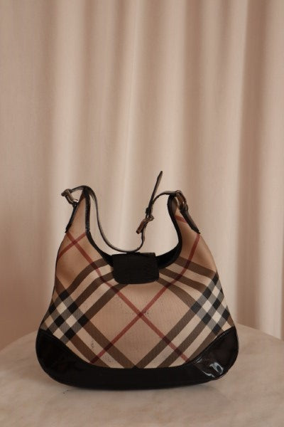 Burberry Nova Check Black Hobo Bag