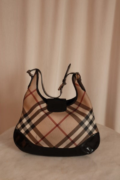 Burberry Nova Check Black Hobo Bag