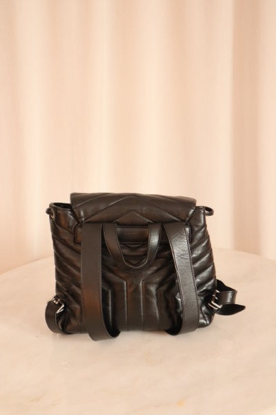 YSL Black Quilted Loulou Small Backpack Bag