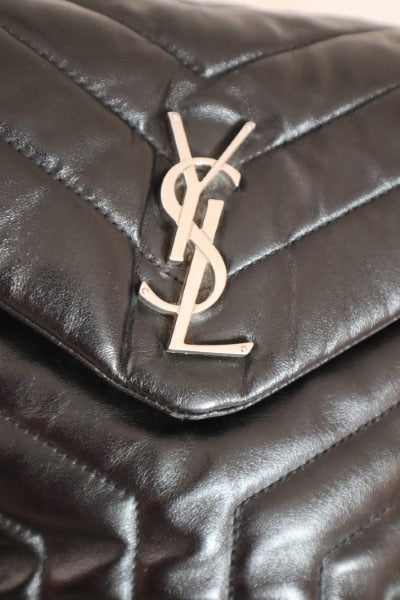 YSL Black Quilted Loulou Small Backpack Bag