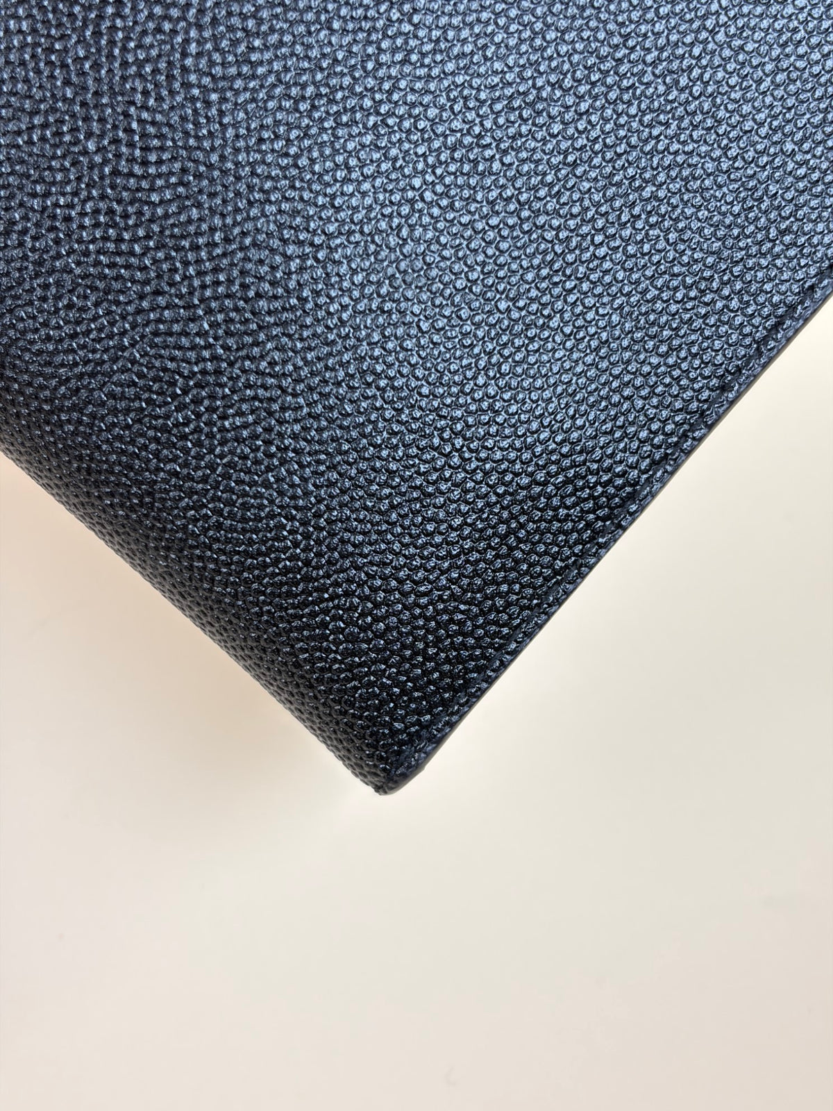 YSL black grain de poudre leather uptown pouch