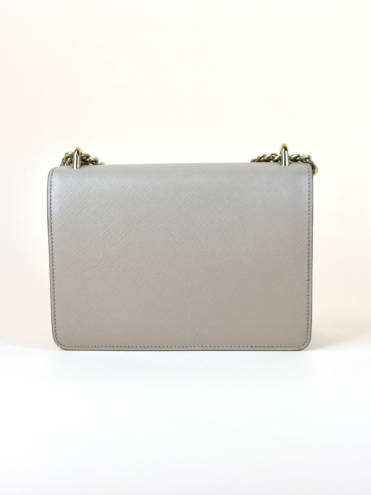Prada cameo saffanio soft calfskin metal triangle logo envelope chain shoulder bag