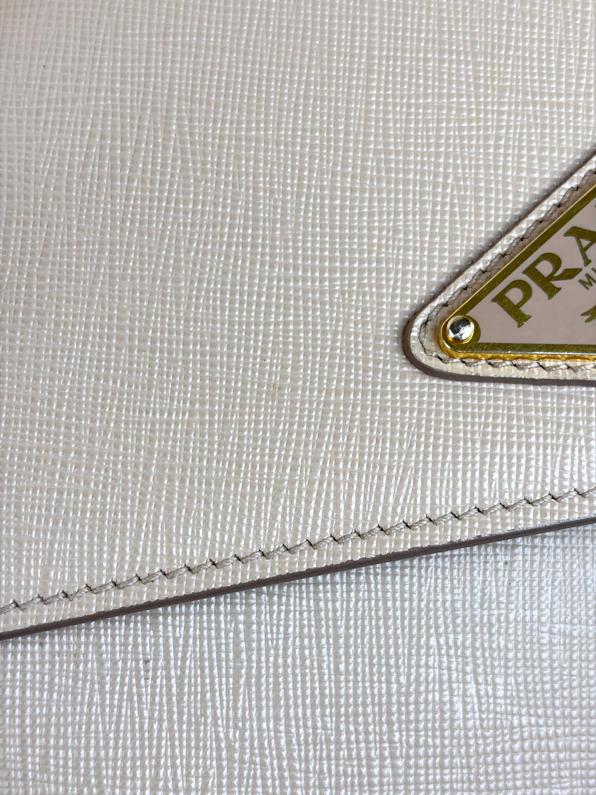 Prada cameo saffanio soft calfskin metal triangle logo envelope chain shoulder bag