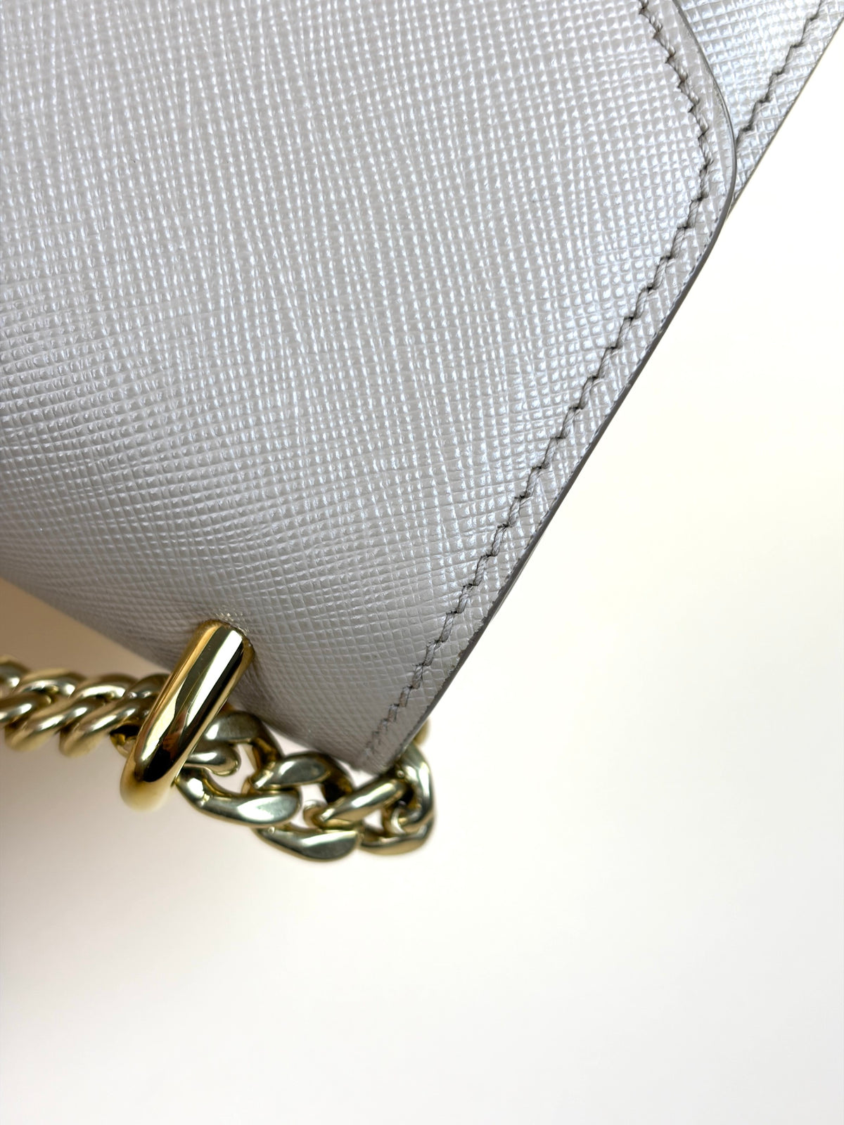Prada cameo saffanio soft calfskin metal triangle logo envelope chain shoulder bag