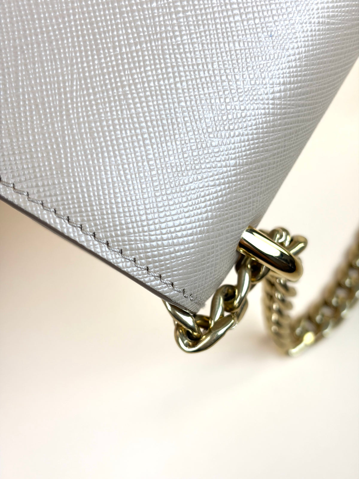 Prada cameo saffanio soft calfskin metal triangle logo envelope chain shoulder bag