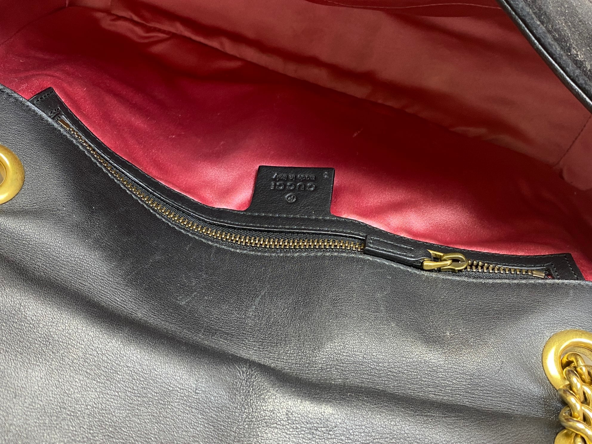 Gucci Black GG Velvet Marmont medium