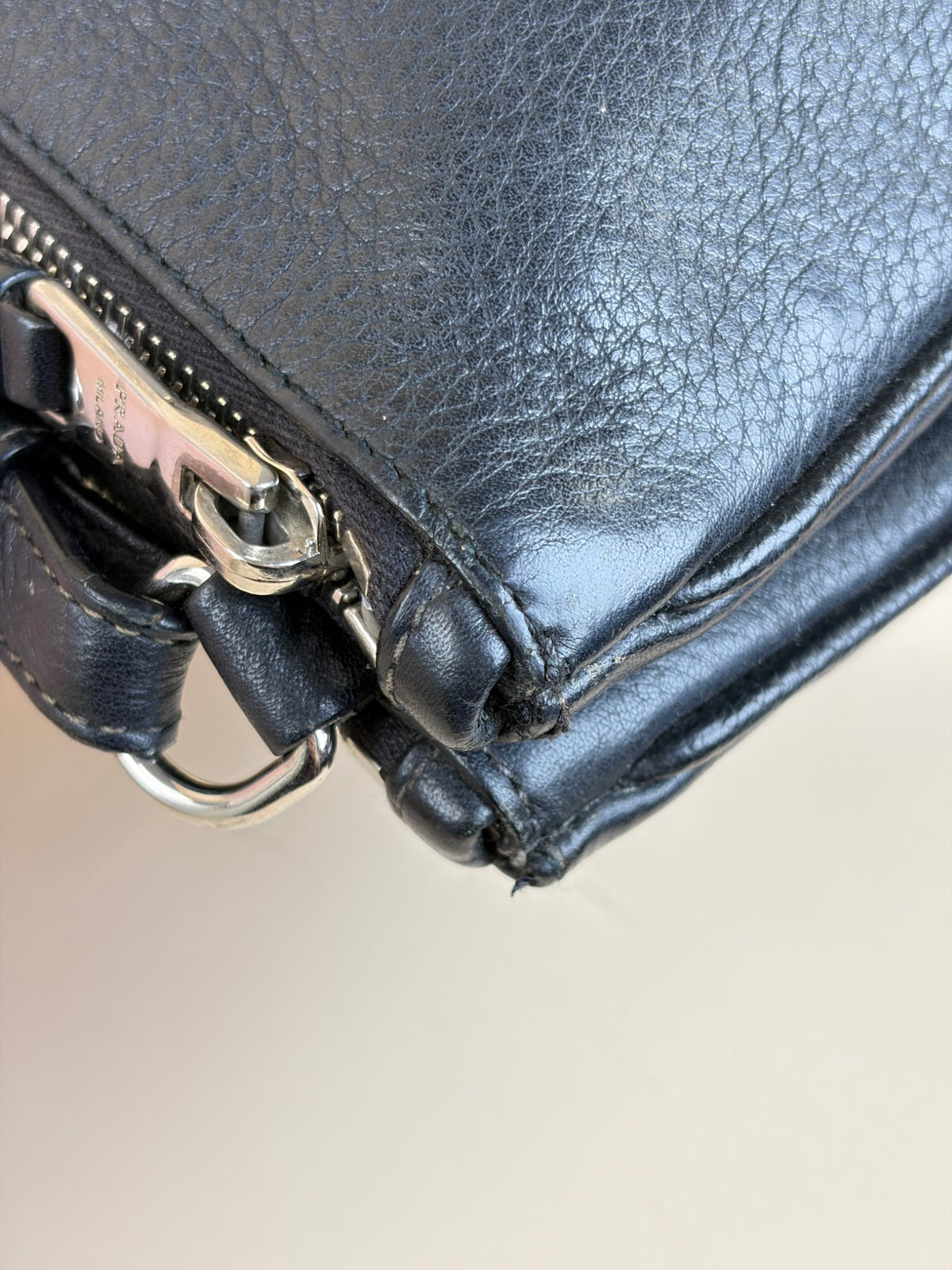 Prada black vitello phenix double zip cross body bag
