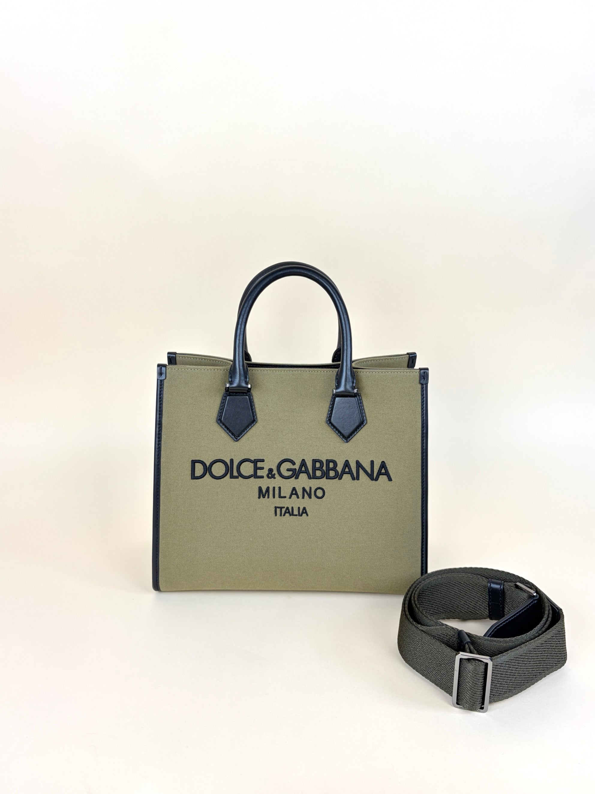 Dolce & Gabbana Bicolor Logo Edge Shopper Tote Bag