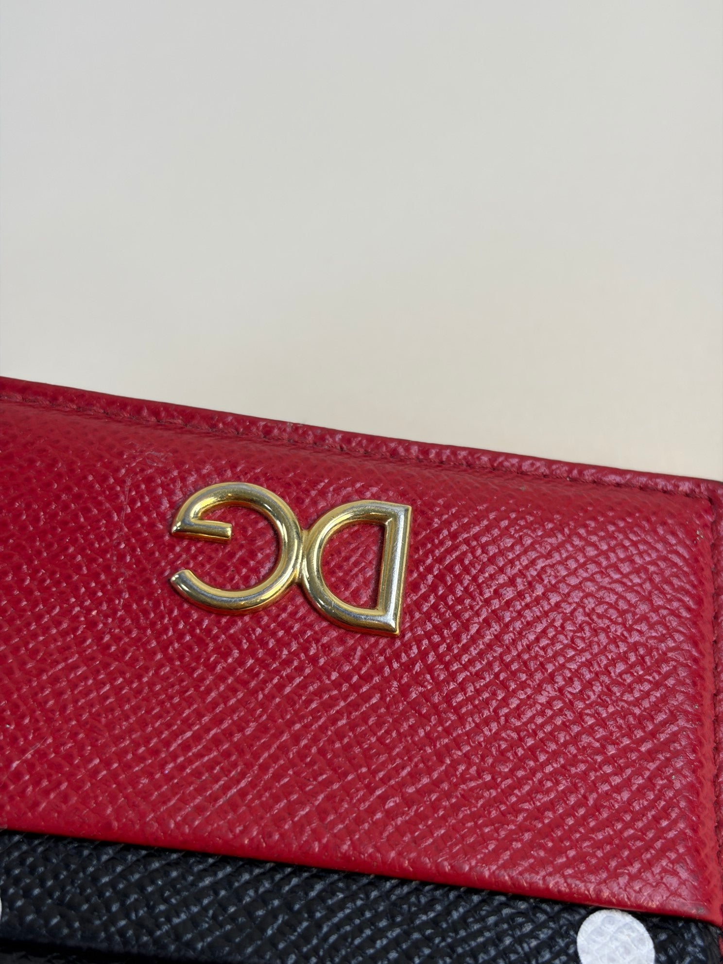 Dolce & Gabbana Tricolor Polka Dots Card Holder