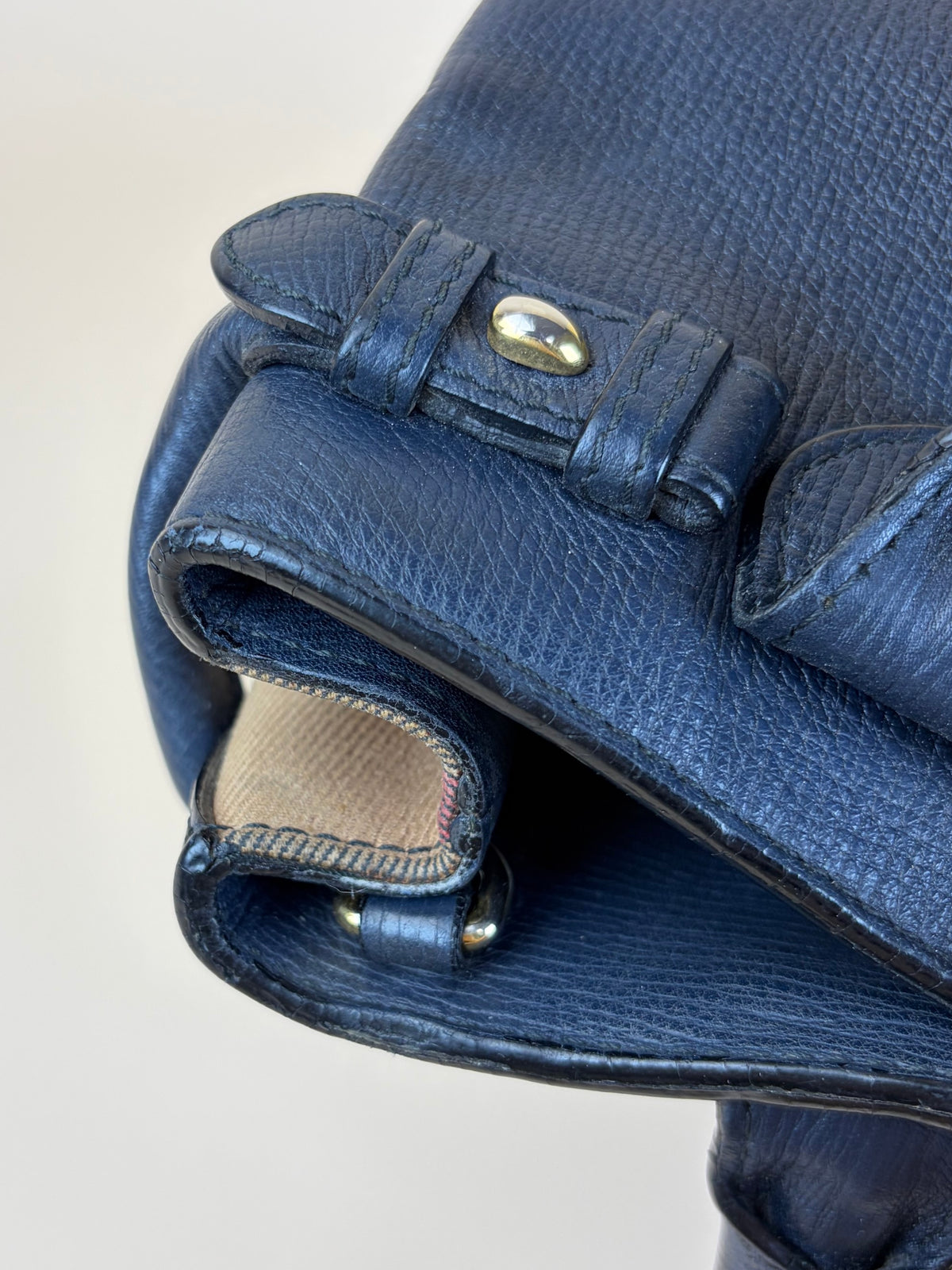 Burberry banner grainy calfskin house check small tote nave blue bag