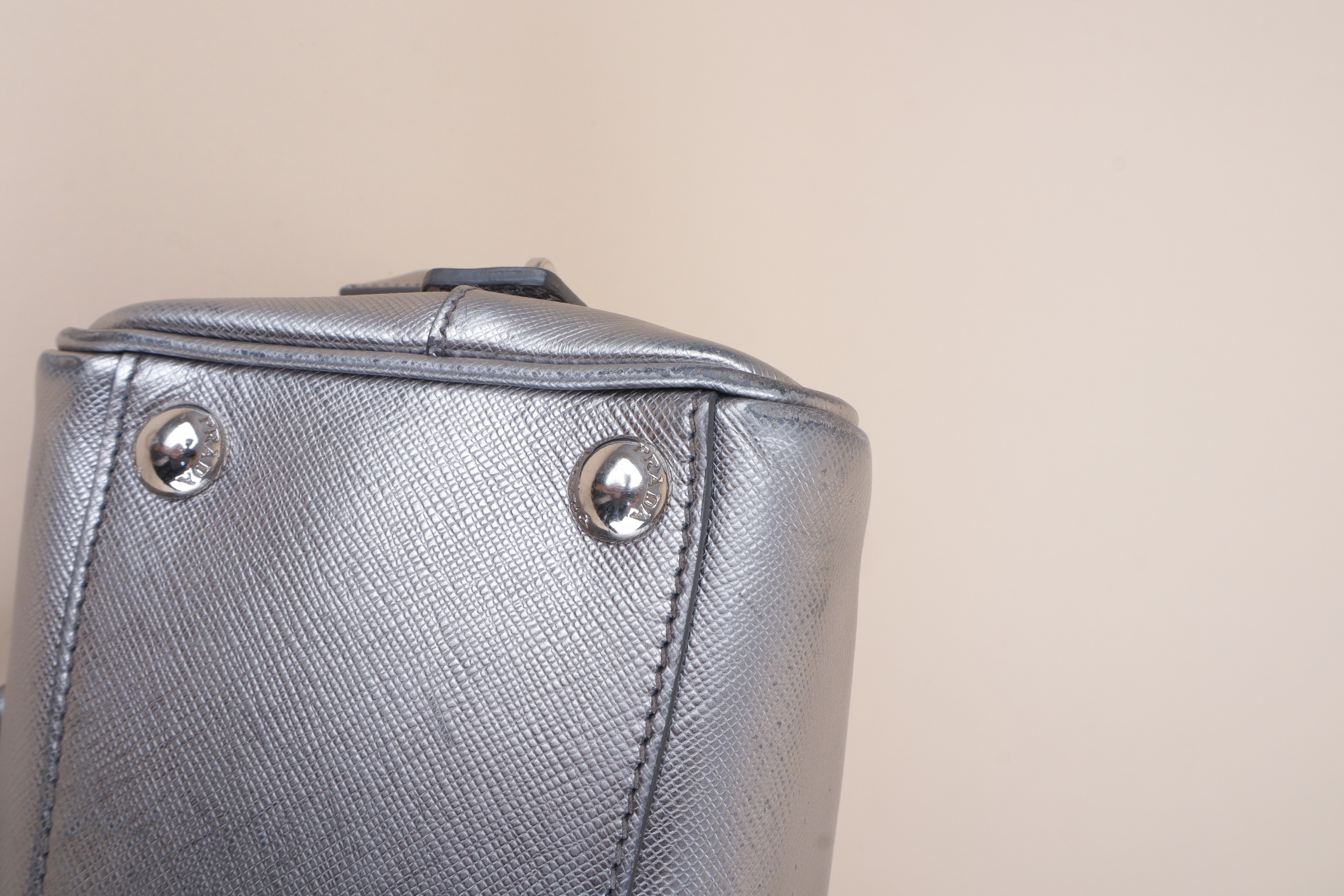 PRADA silver metallic saffino