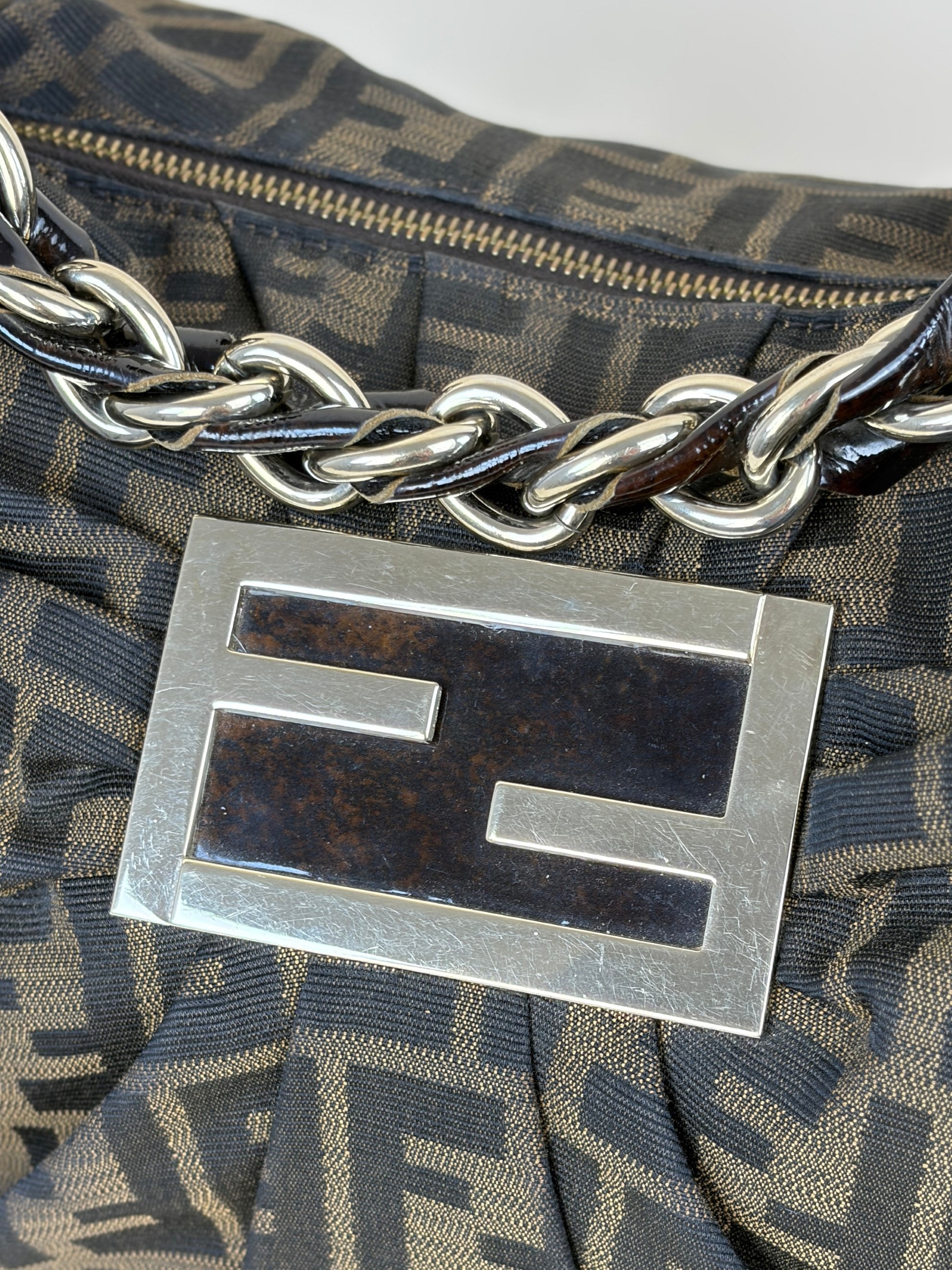 Fendi Tobacco Zucca FF Mia Hobo Bag