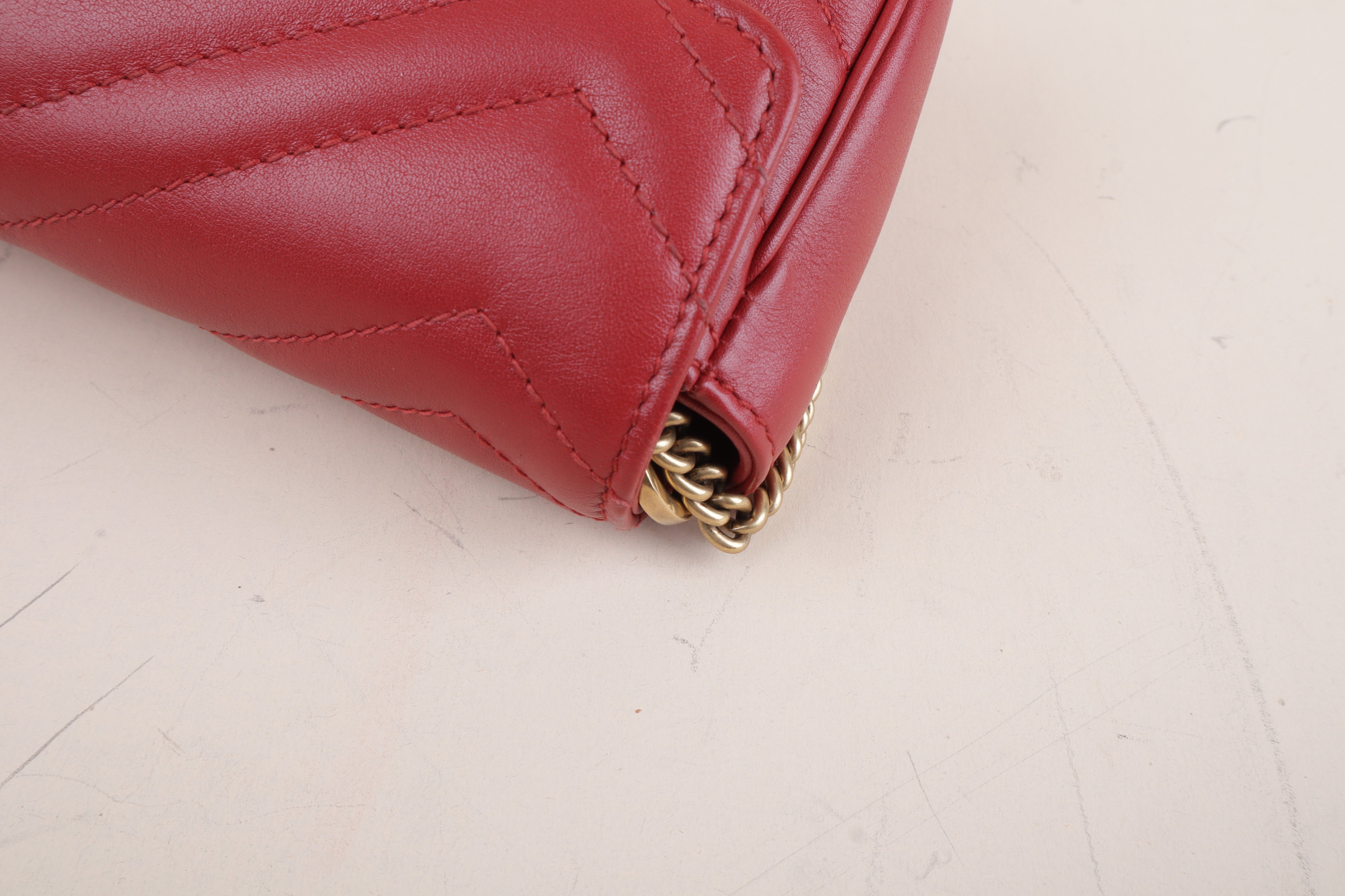 Gucci red Marmont mini Shoulder Bag with Chain
