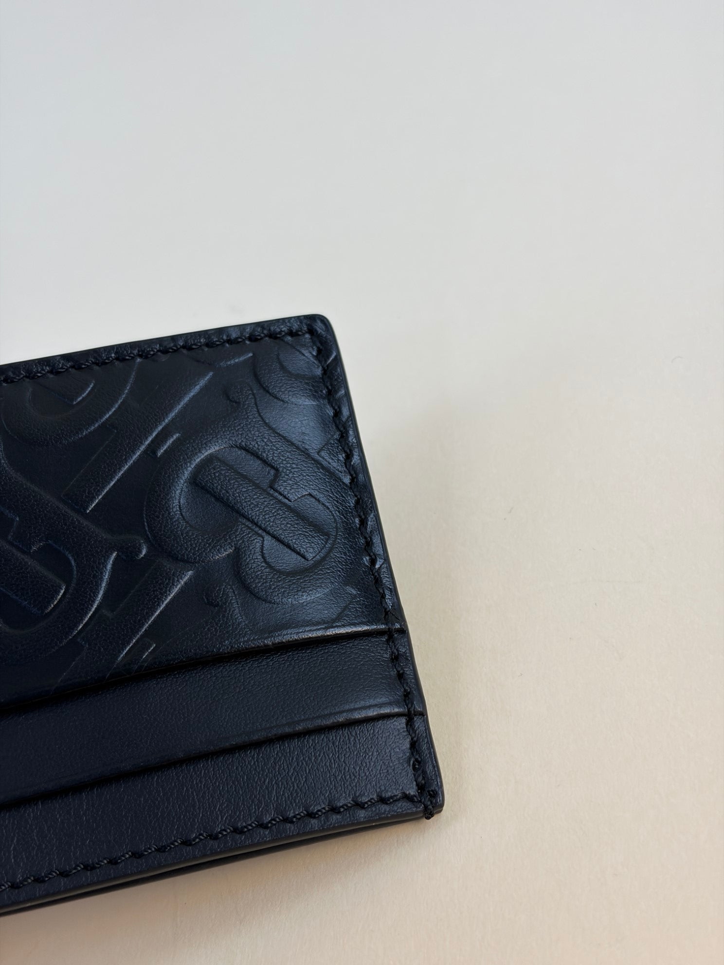 Burberry Black Sand on TB Monogram Card Holder