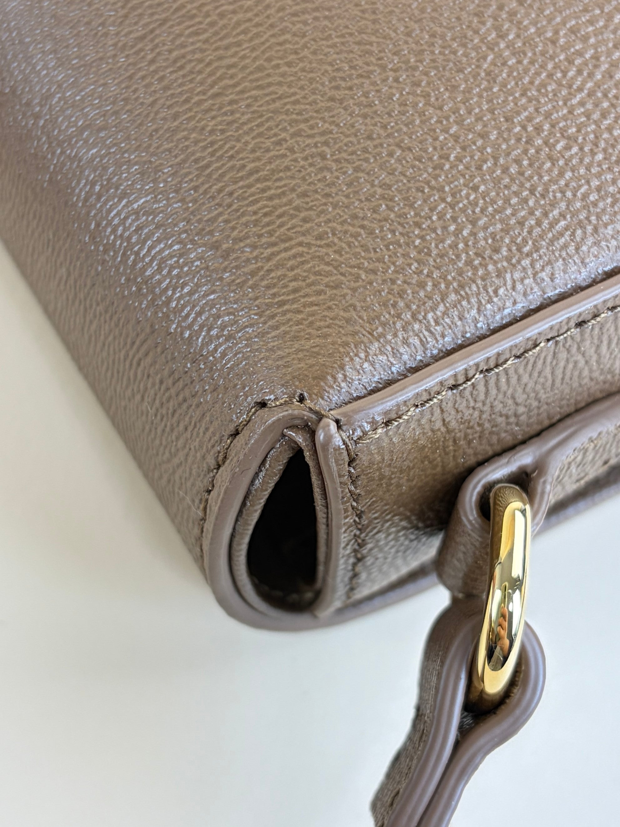 Burberry Brown grained calfskin and House Check Hampshire Bag