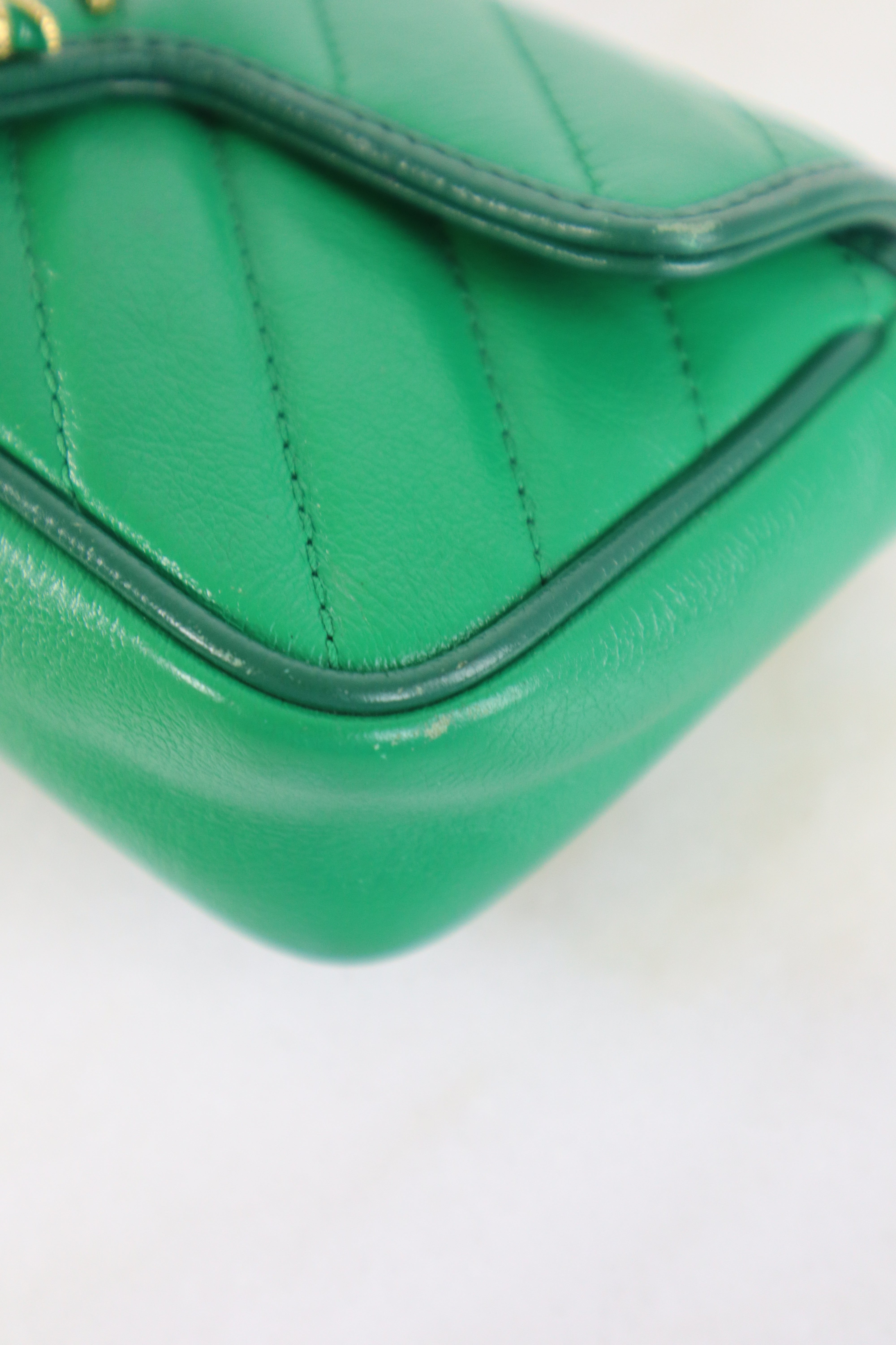 Gucci Green Azalea Enamel Marmont Super Small Bag