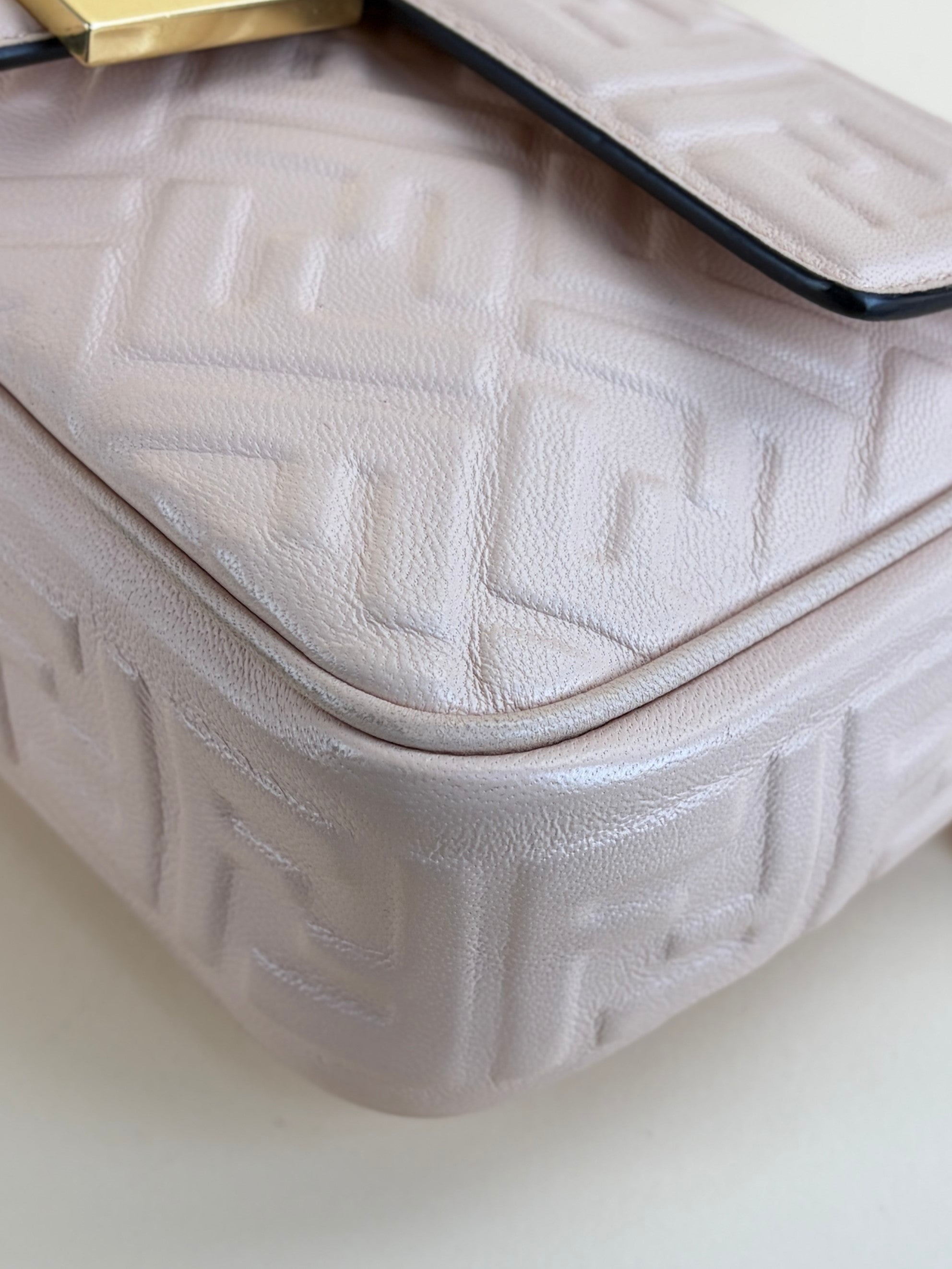 Fendi baby pink baguette chain midi shoulder bag