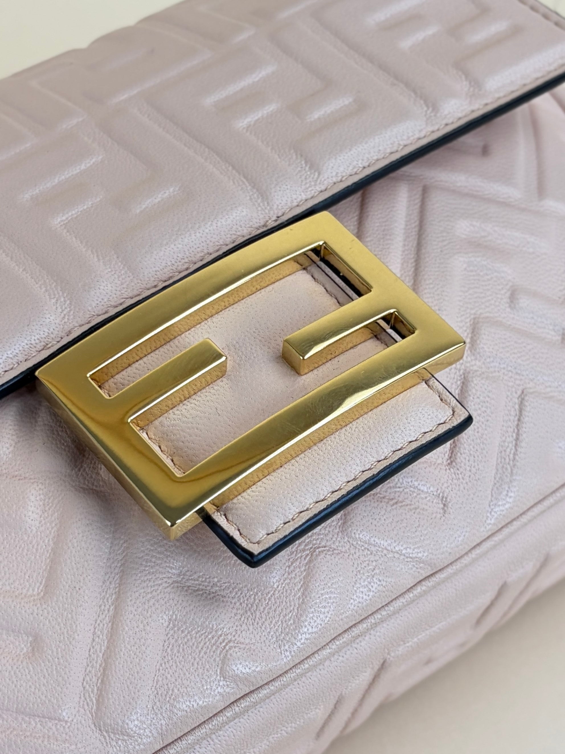 Fendi baby pink baguette chain midi shoulder bag