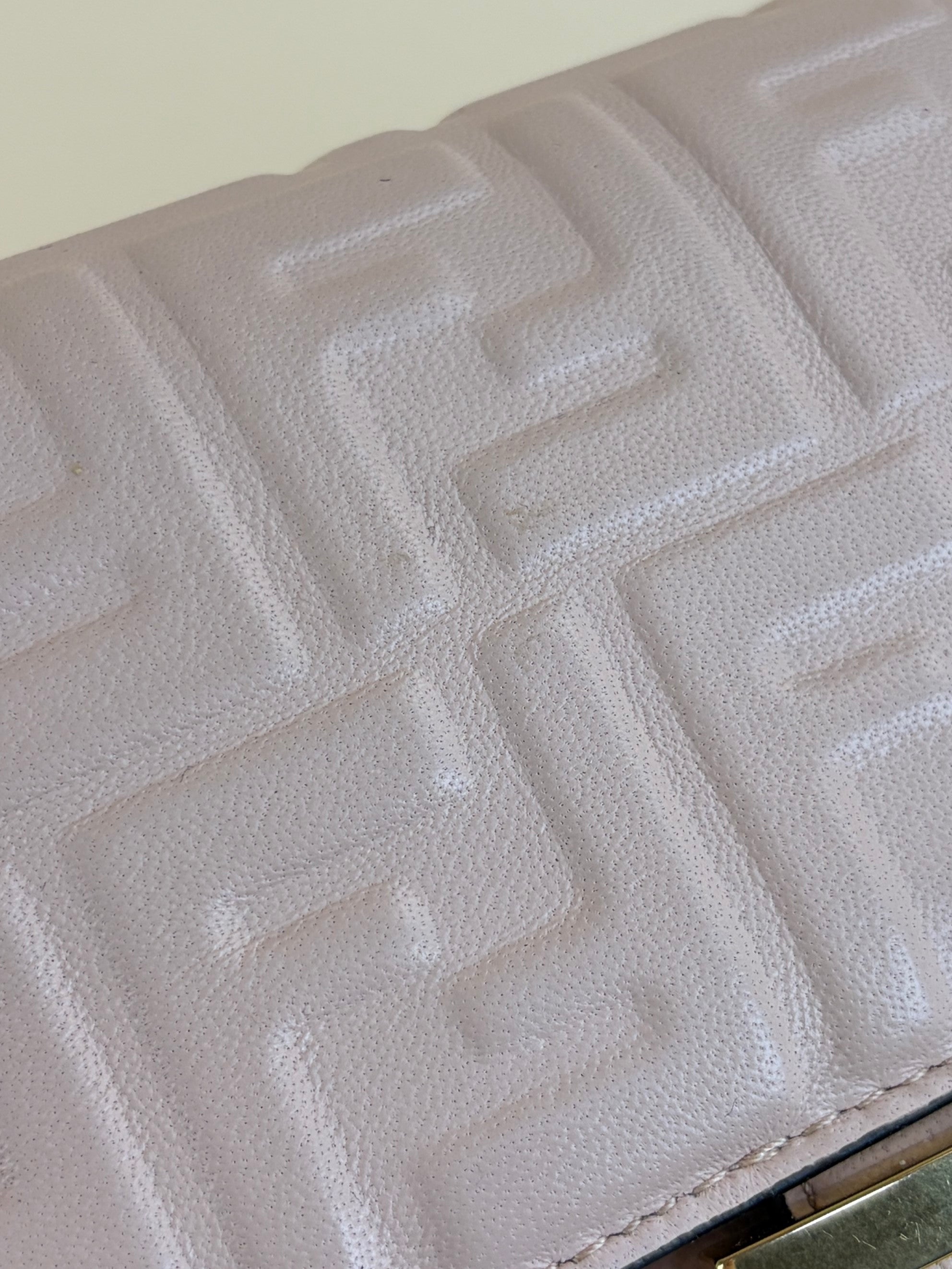 Fendi baby pink baguette chain midi shoulder bag