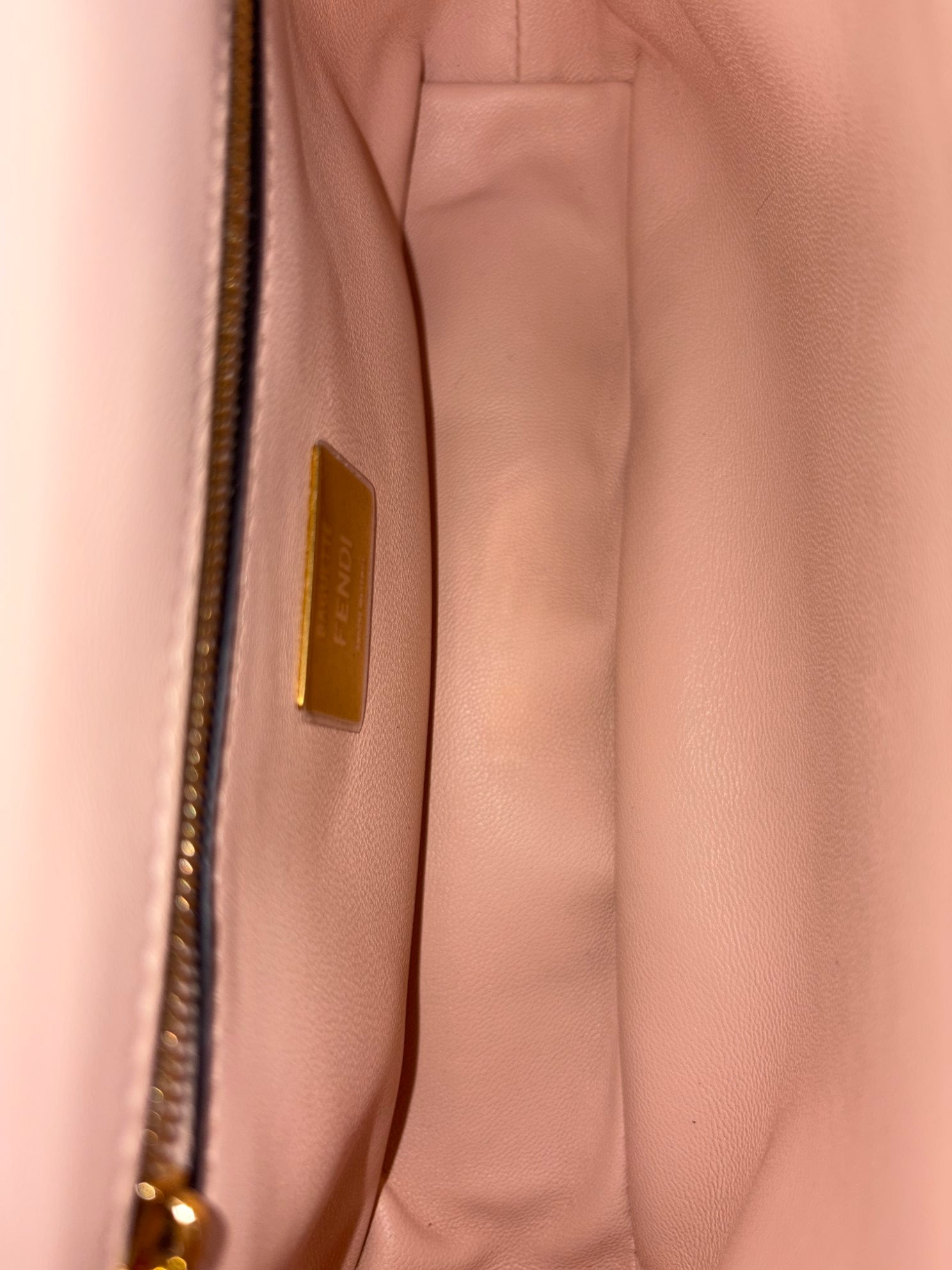 Fendi baby pink baguette chain midi shoulder bag
