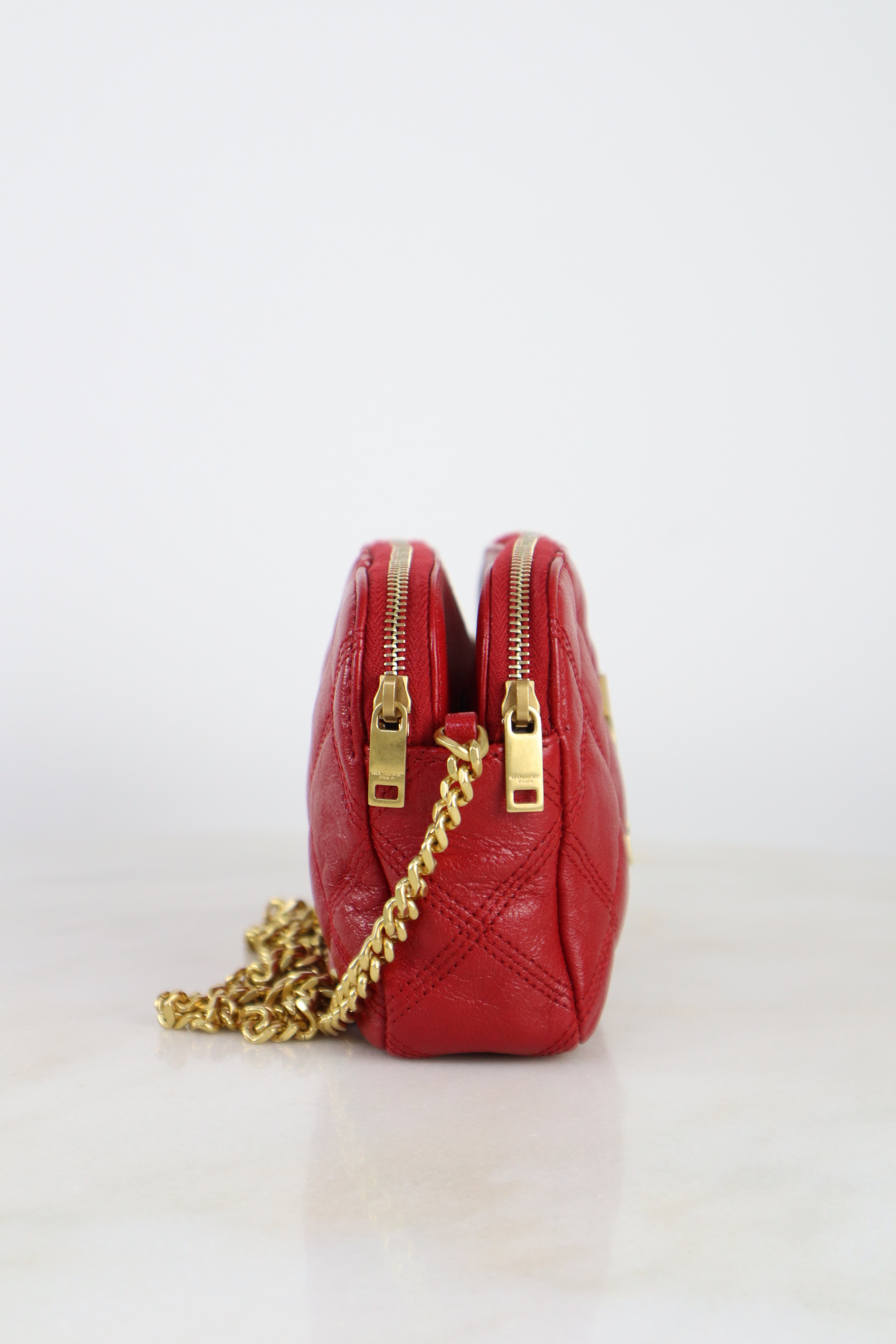 YSL Red Becky Double Zip Bag