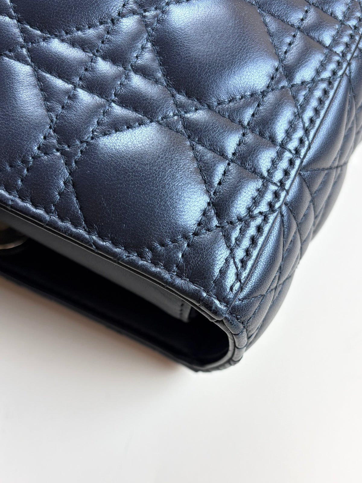Christian Dior black cannage lambskin lady Dior  large bag