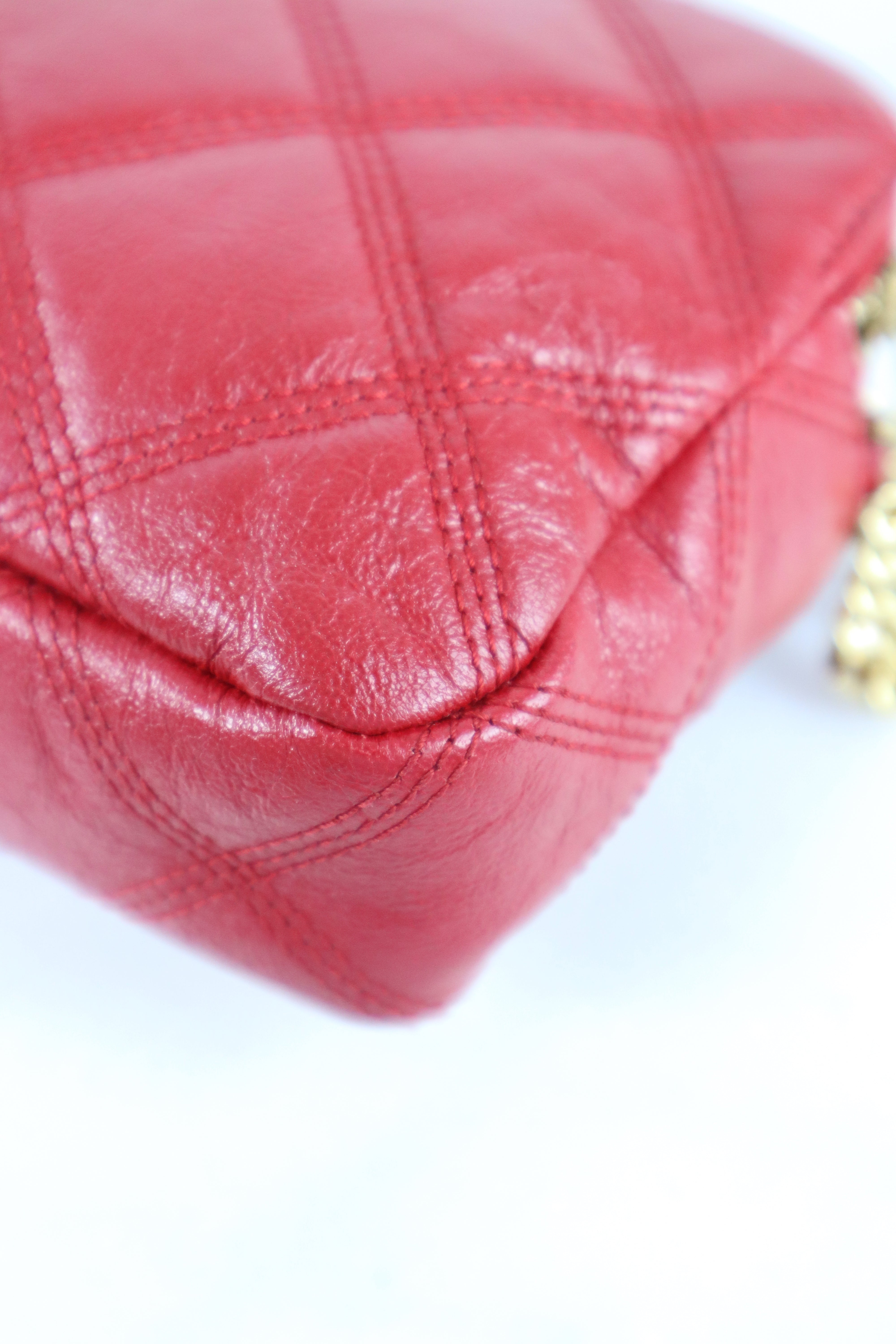 YSL Red Becky Double Zip Bag