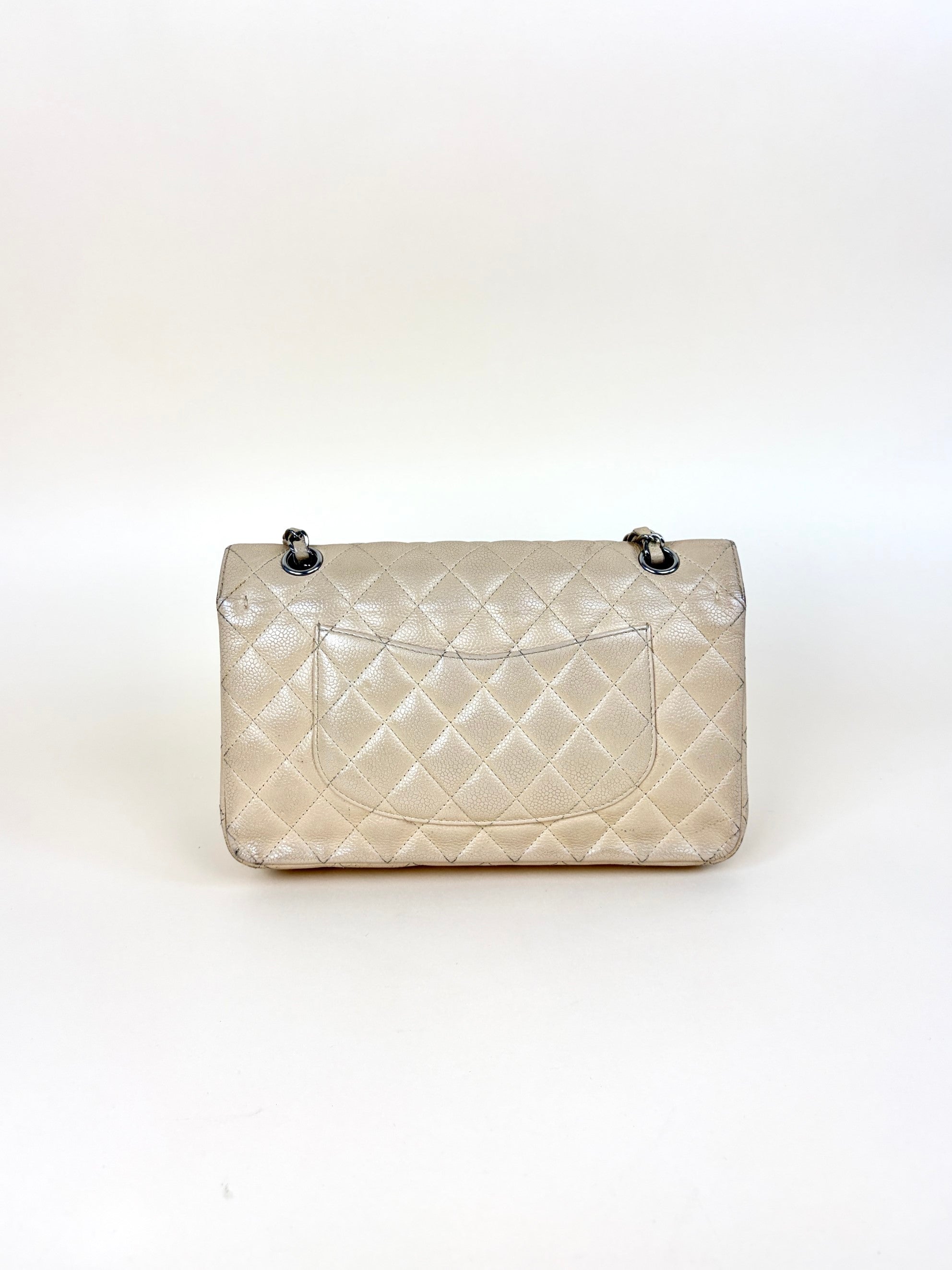 Chanel Beige Classic Double Flap Medium Shoulder Bag