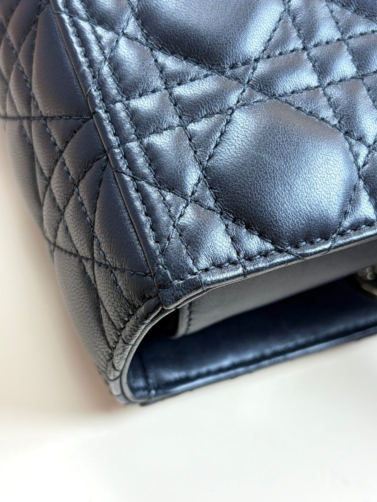 Christian Dior black cannage lambskin lady Dior  large bag