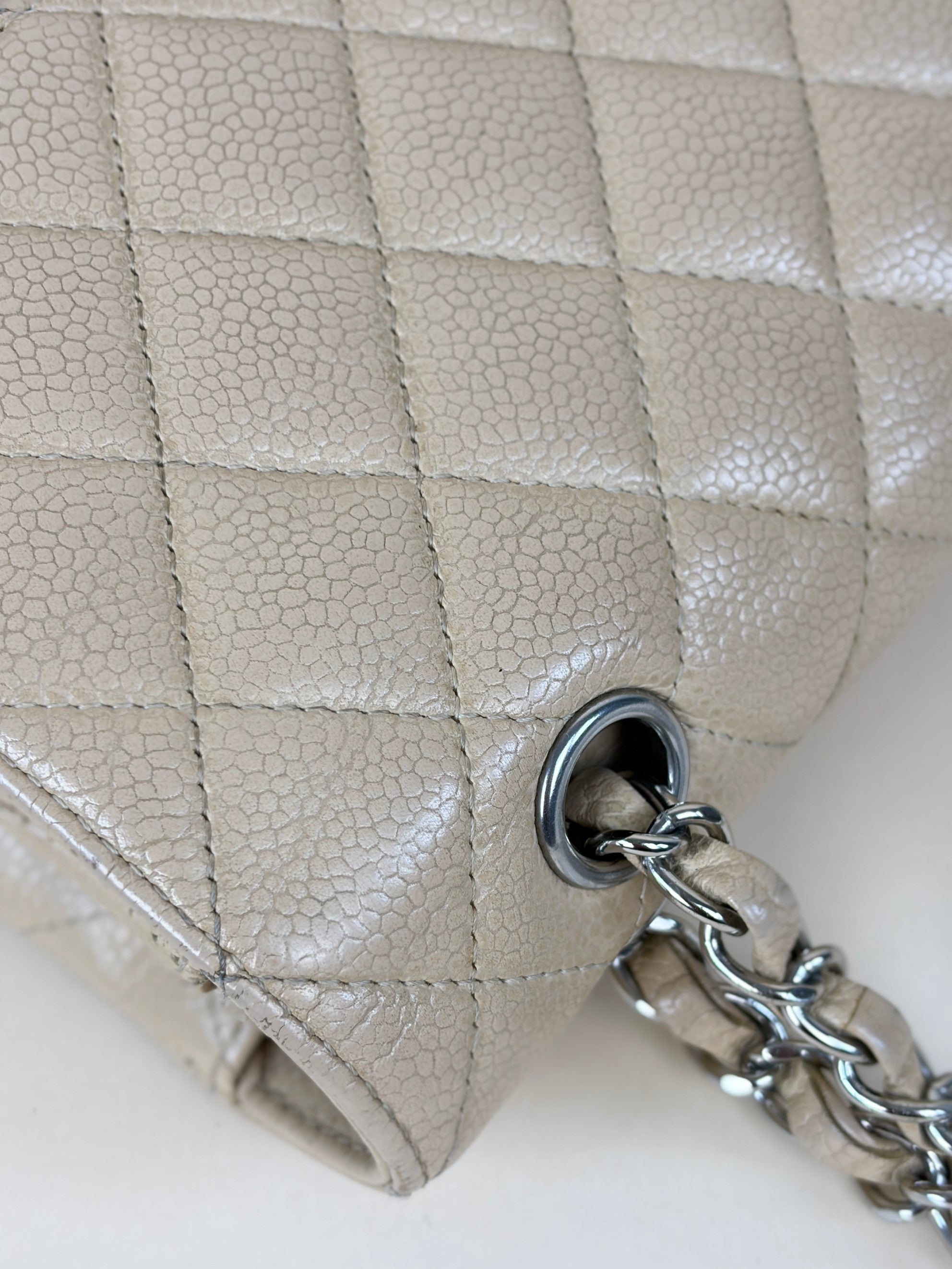 Chanel Beige Classic Double Flap Medium Shoulder Bag