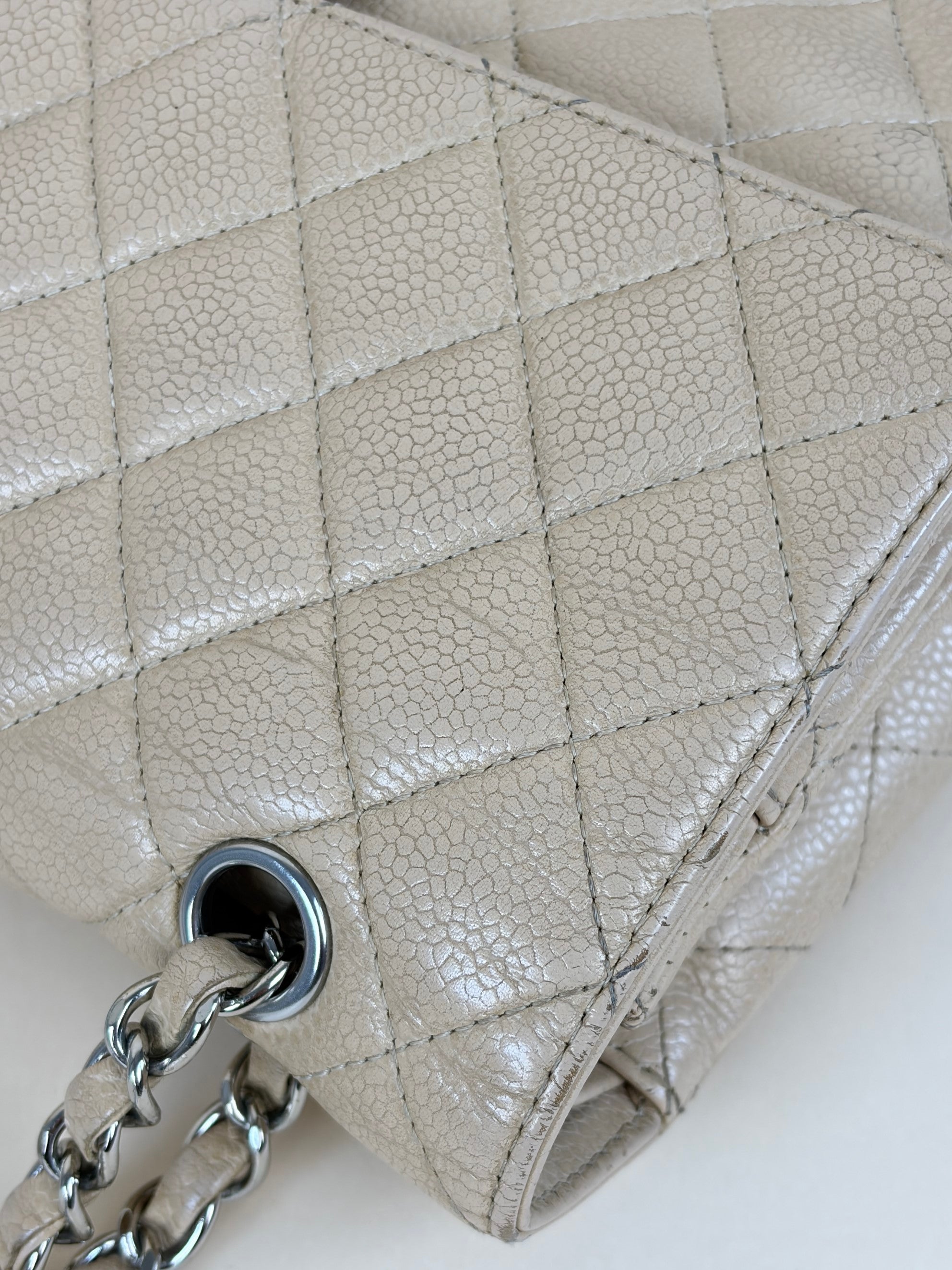 Chanel Beige Classic Double Flap Medium Shoulder Bag
