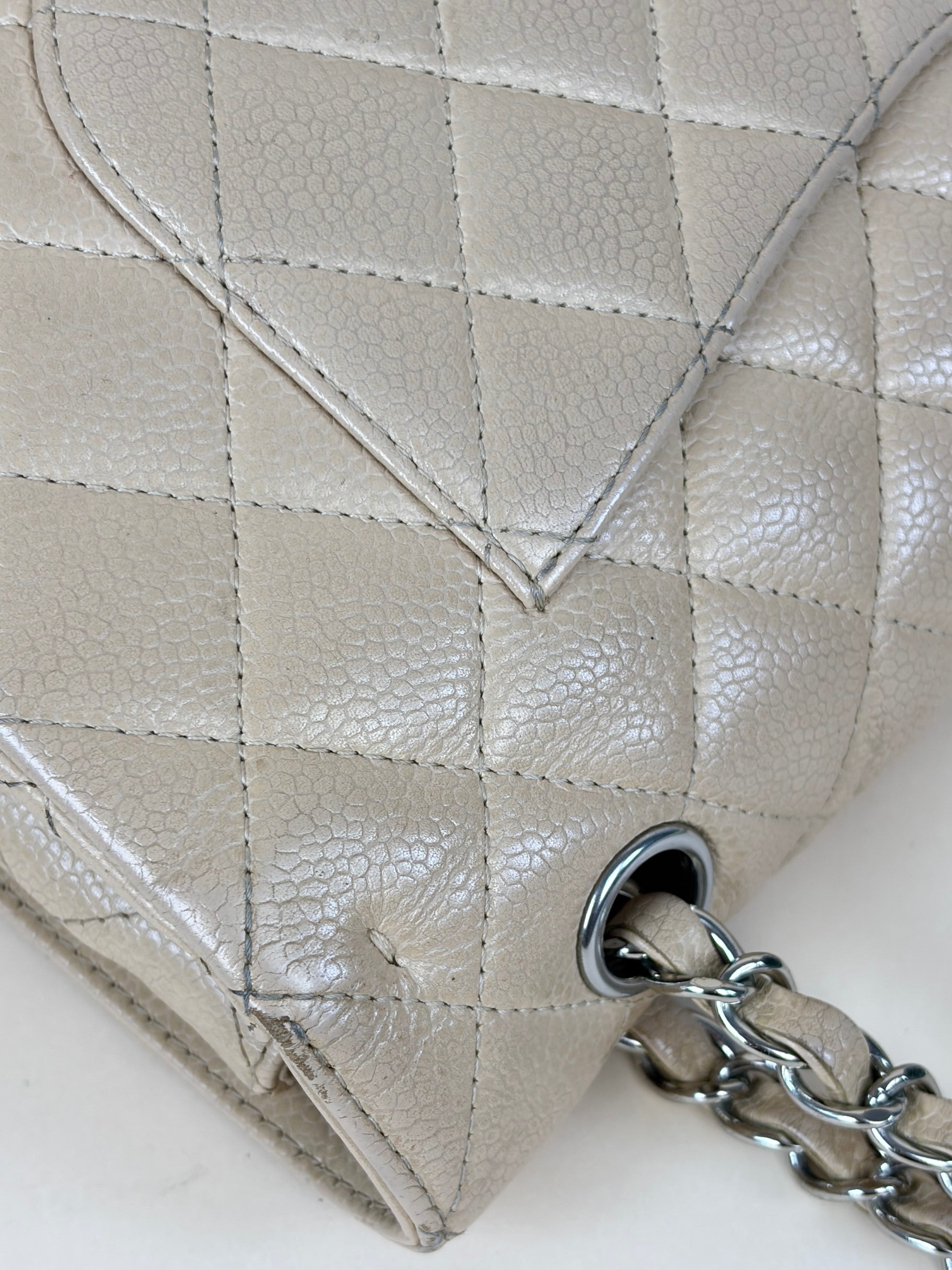 Chanel Beige Classic Double Flap Medium Shoulder Bag