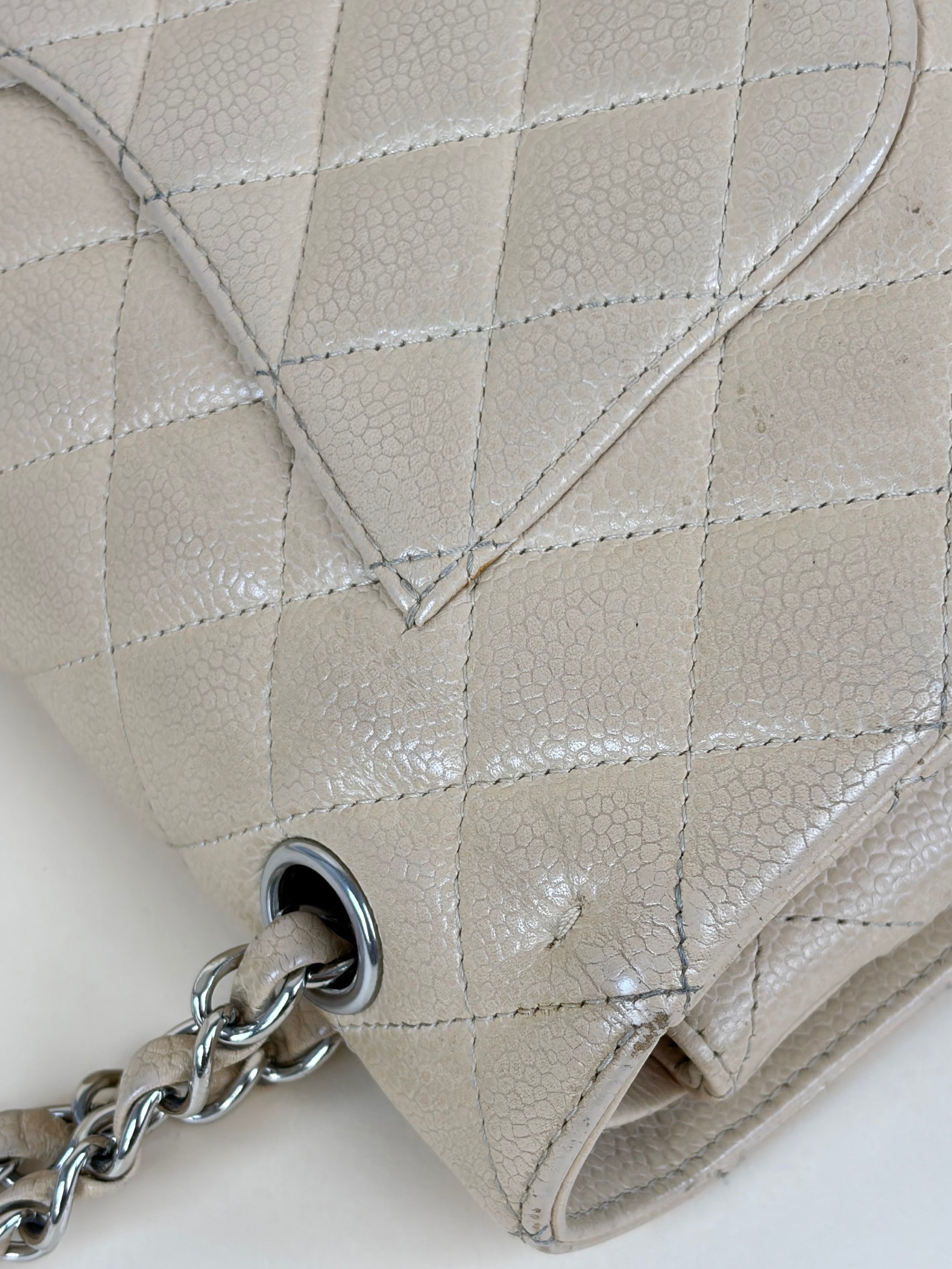 Chanel Beige Classic Double Flap Medium Shoulder Bag