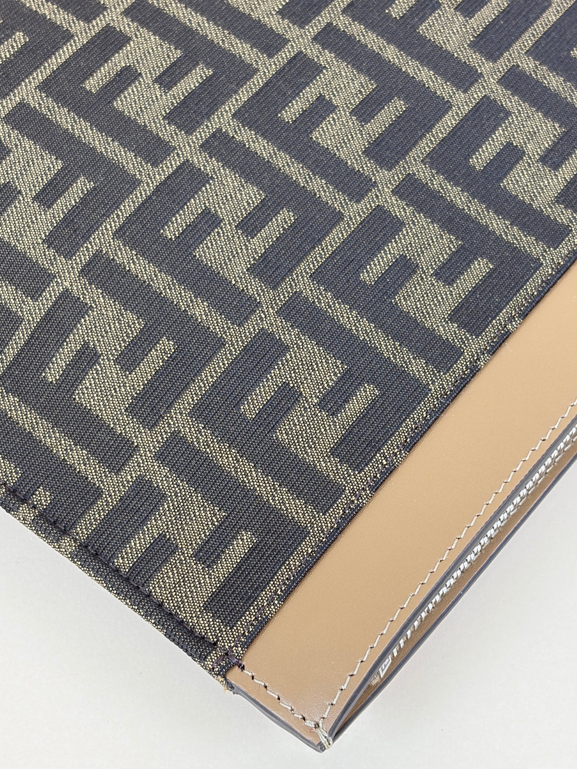 Fendi Brown FF Jacquard Fabric Large Flat Pouch