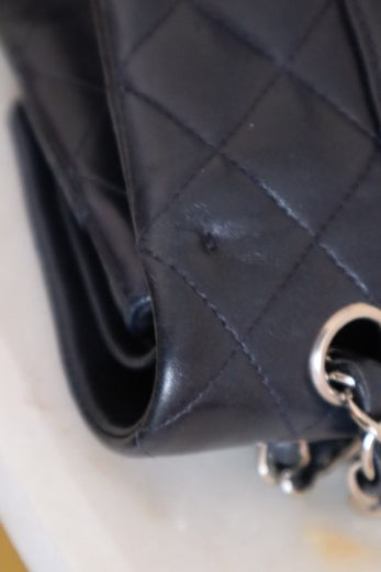 Chanel Navy Blue Double Flap Medium Bag