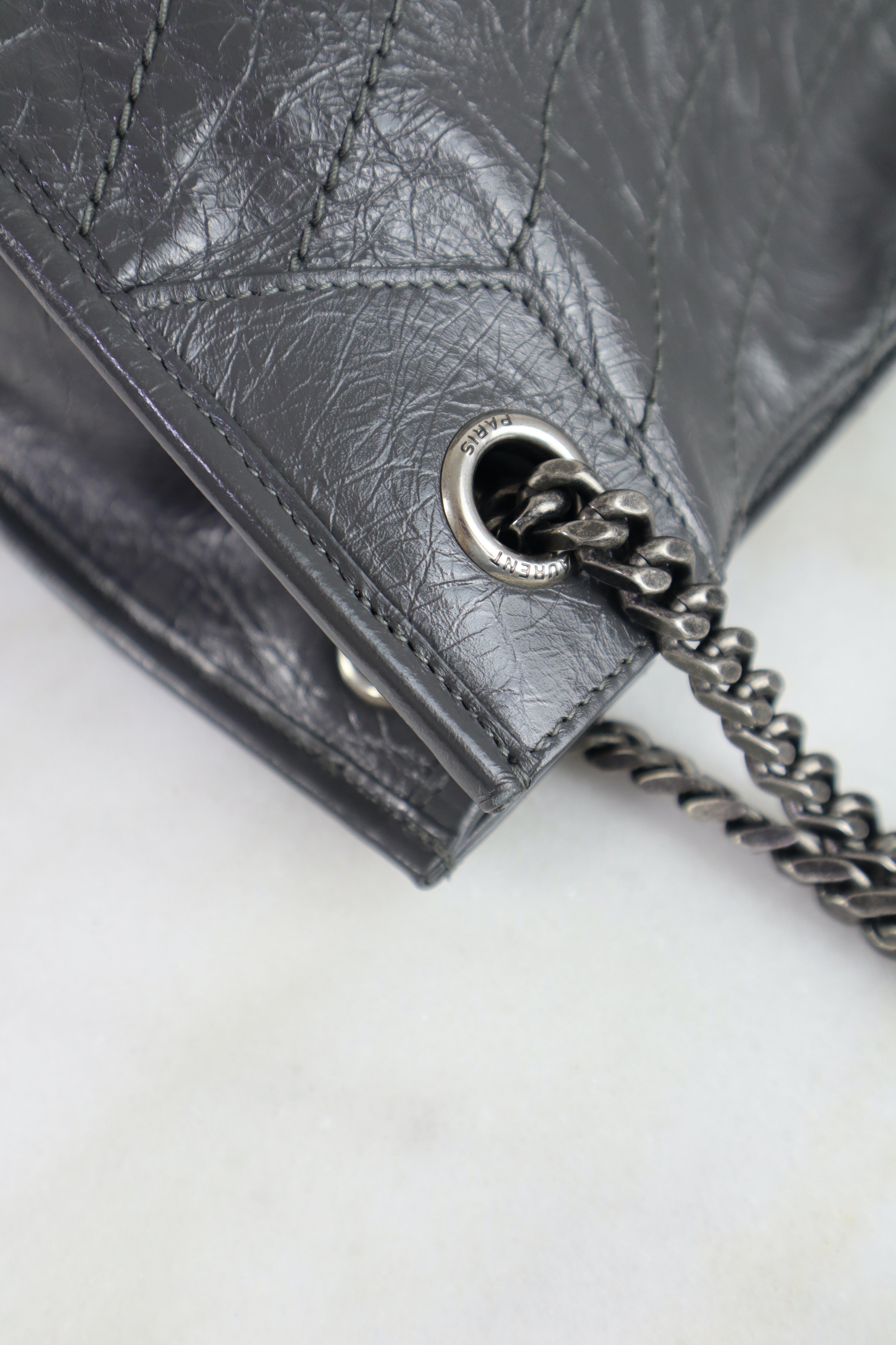 YSL Grey Medium Niki Shopping Bag