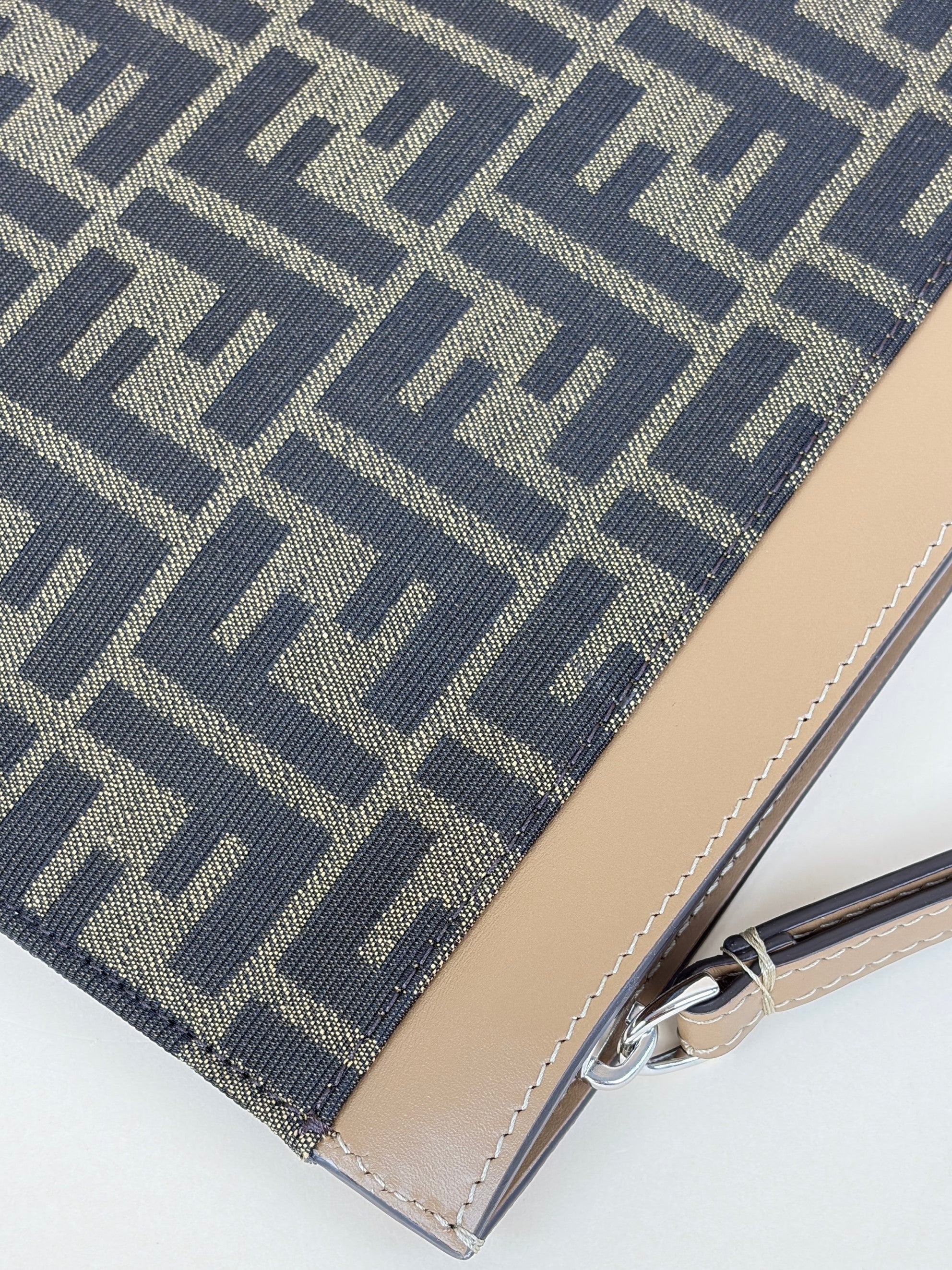 Fendi Brown FF Jacquard Fabric Large Flat Pouch