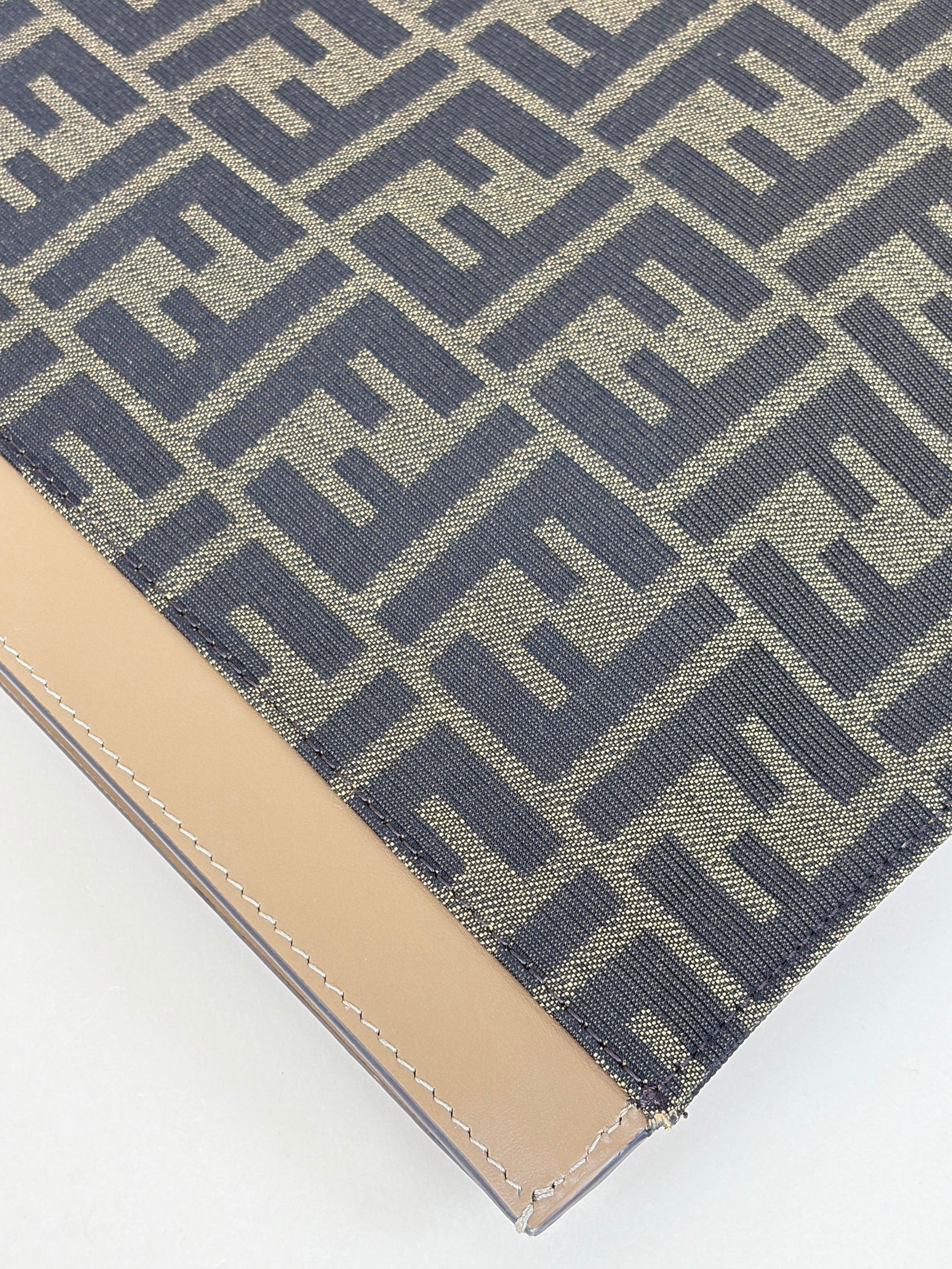 Fendi Brown FF Jacquard Fabric Large Flat Pouch